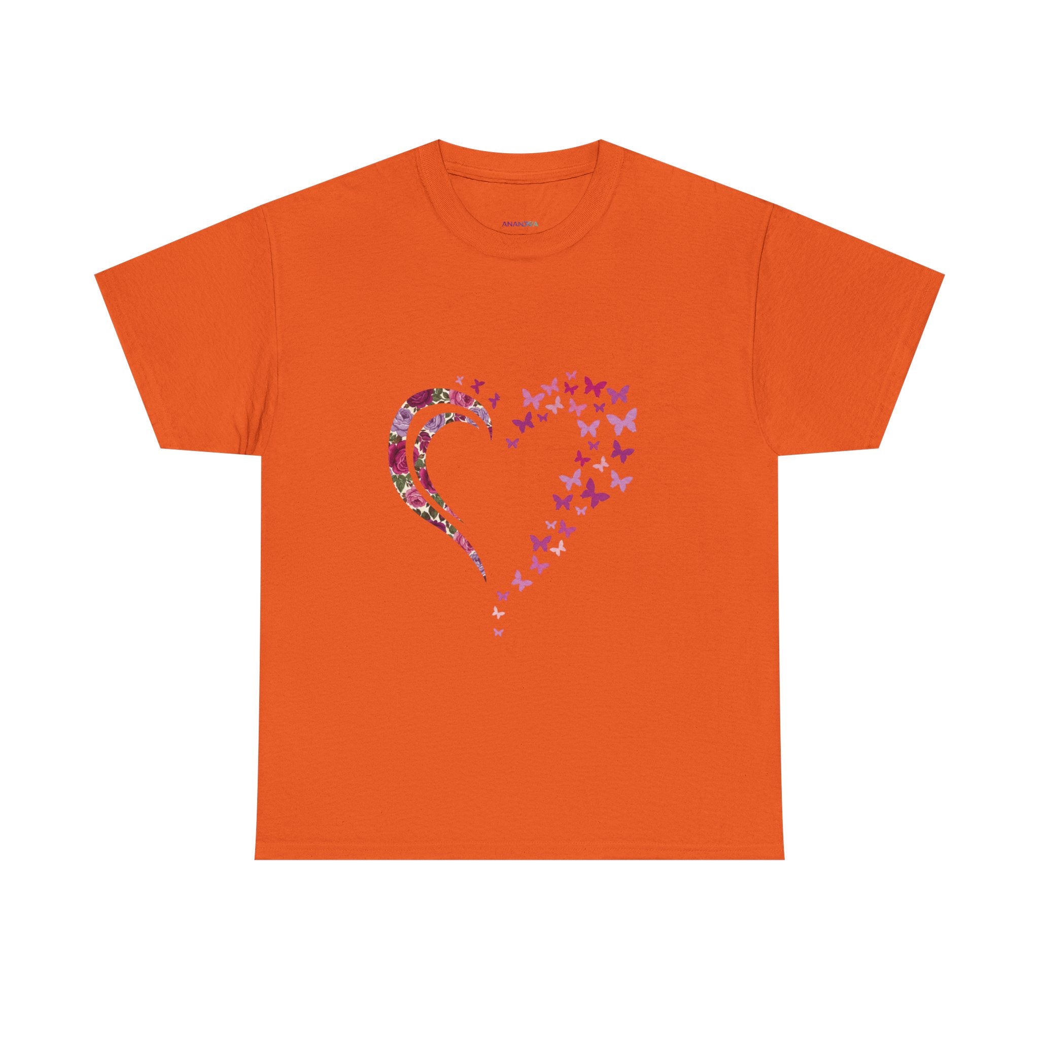 Butterfly Heart Tee — Women's Floral Heart Graphic T-Shirt