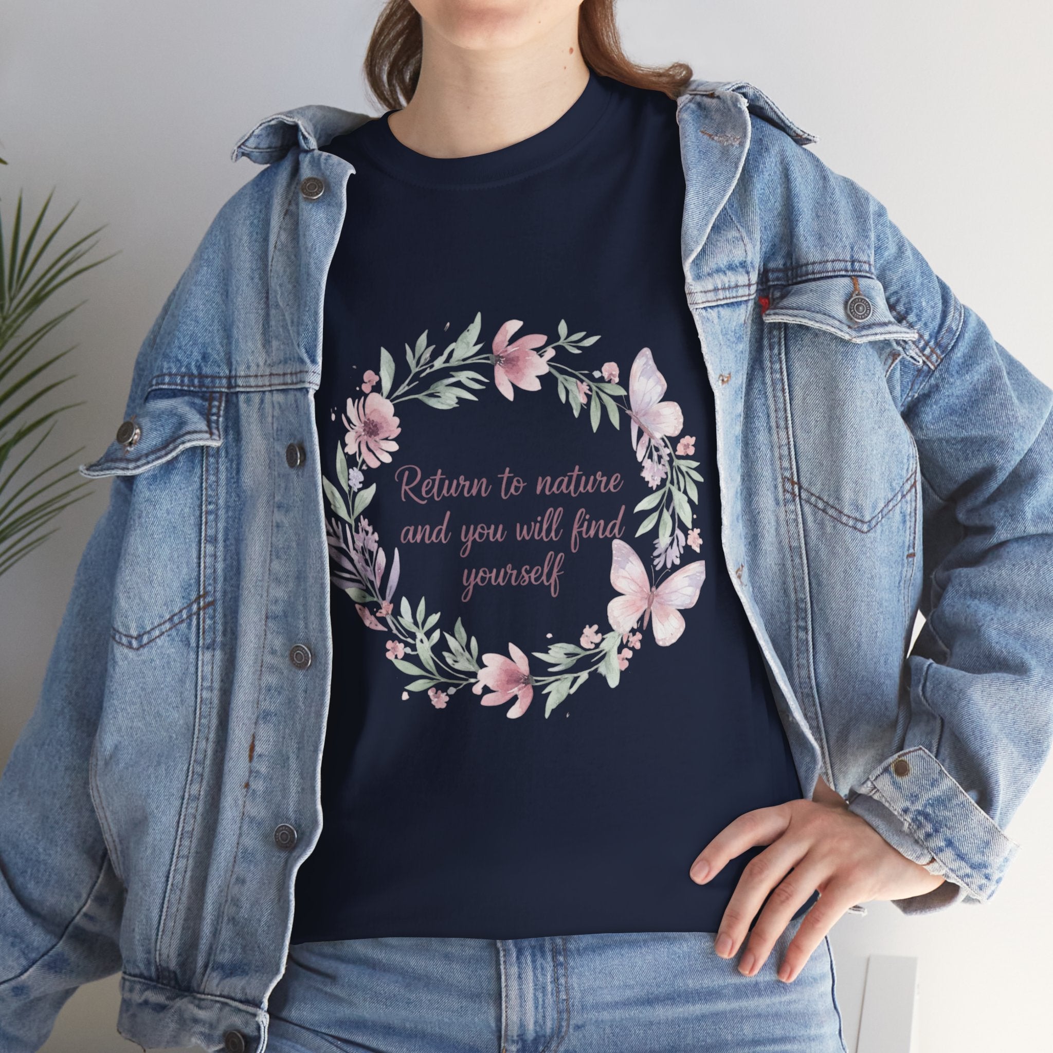 Return to Nature Floral Wreath Women's T-Shirt — DTG Printed Botanical Tee