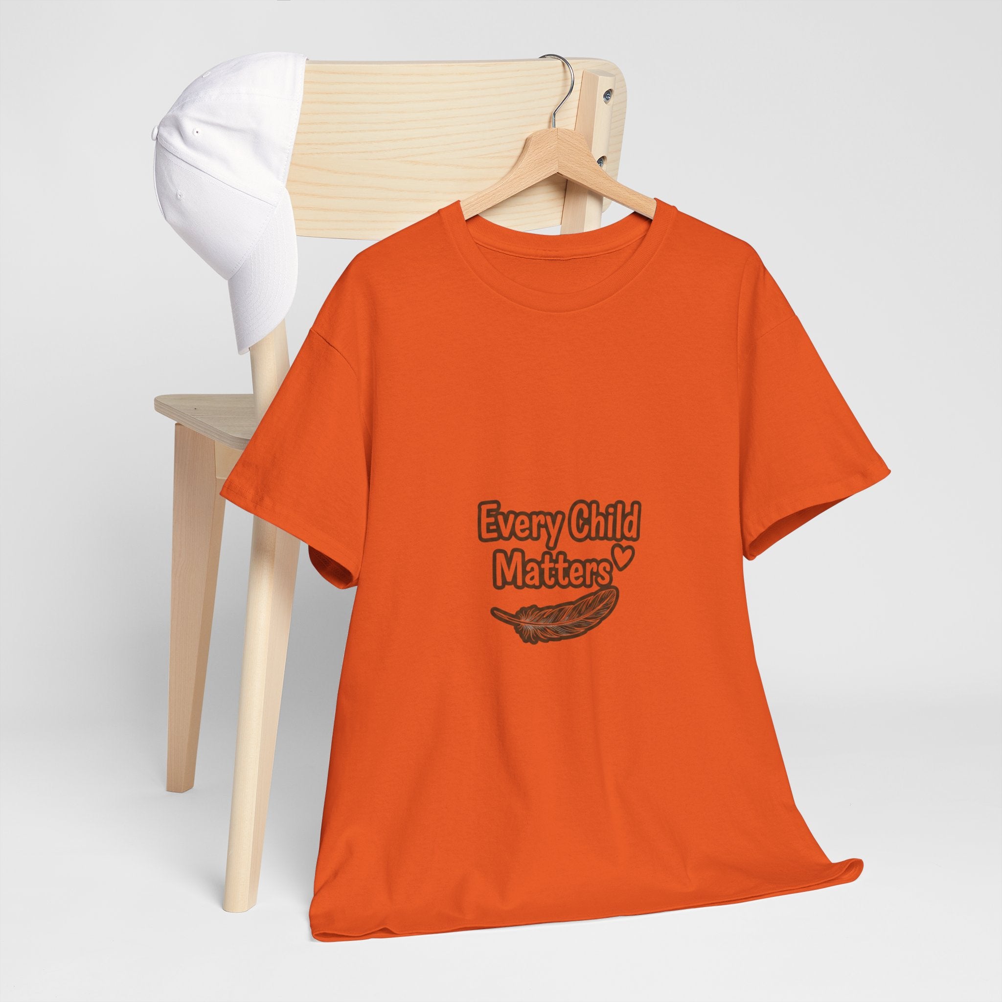 Every Child Matters Tee — Unisex Orange DTG T-Shirt with Feather