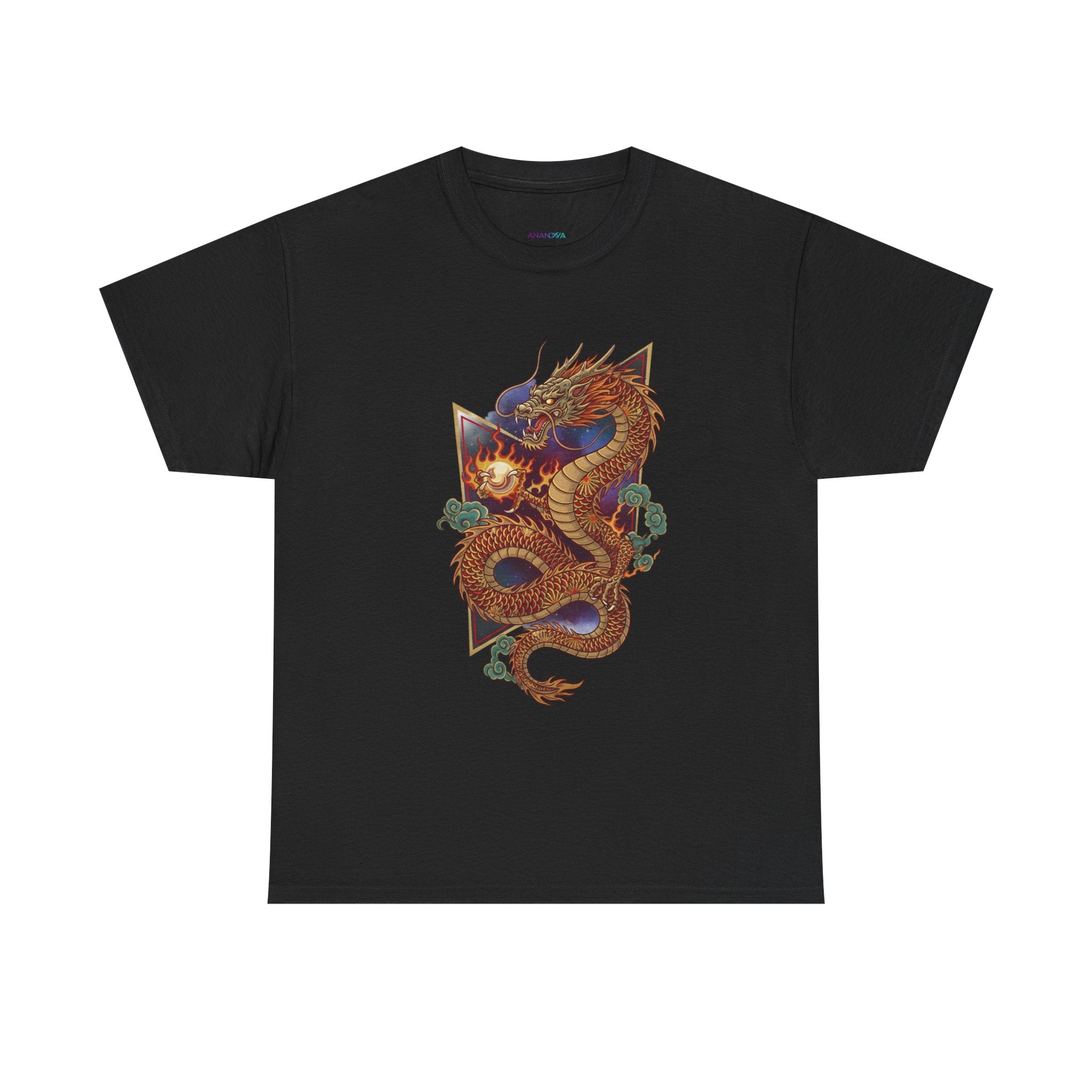Dragon Graphic Men's T-Shirt — DTG Printed Vintage Gold Oriental Cotton Tee