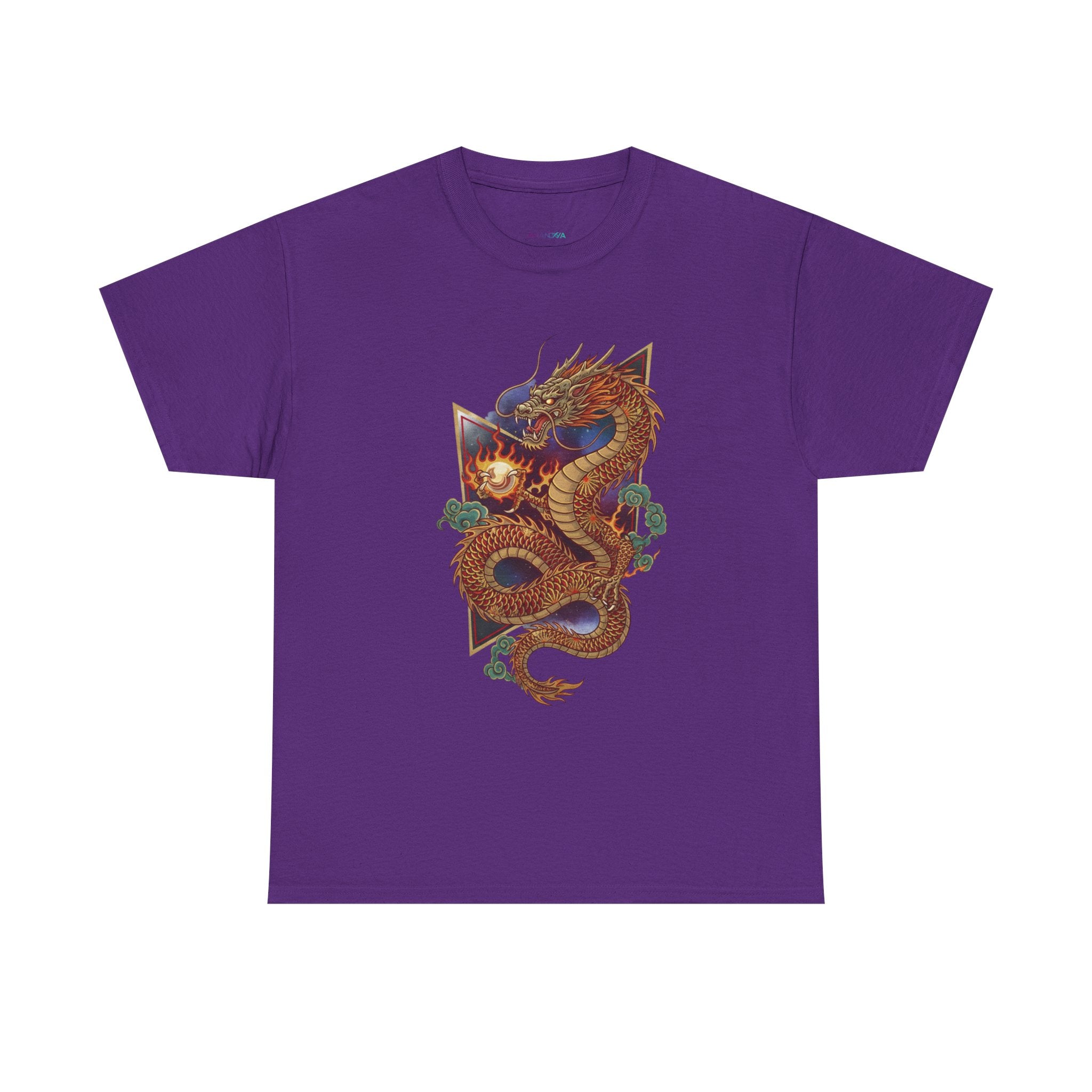 Dragon Graphic Men's T-Shirt — DTG Printed Vintage Gold Oriental Cotton Tee