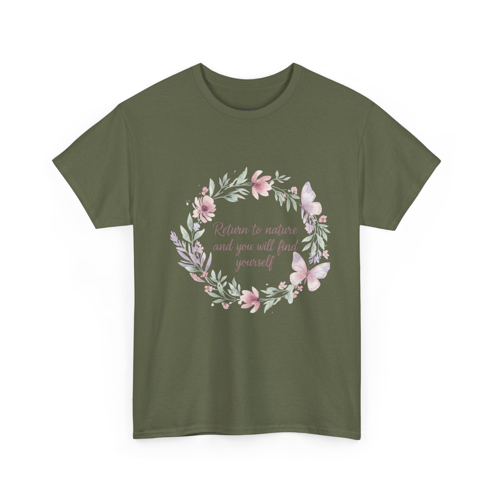 Return to Nature Floral Wreath Women's T-Shirt | DTG-Printed Inspirational Botanical Tee