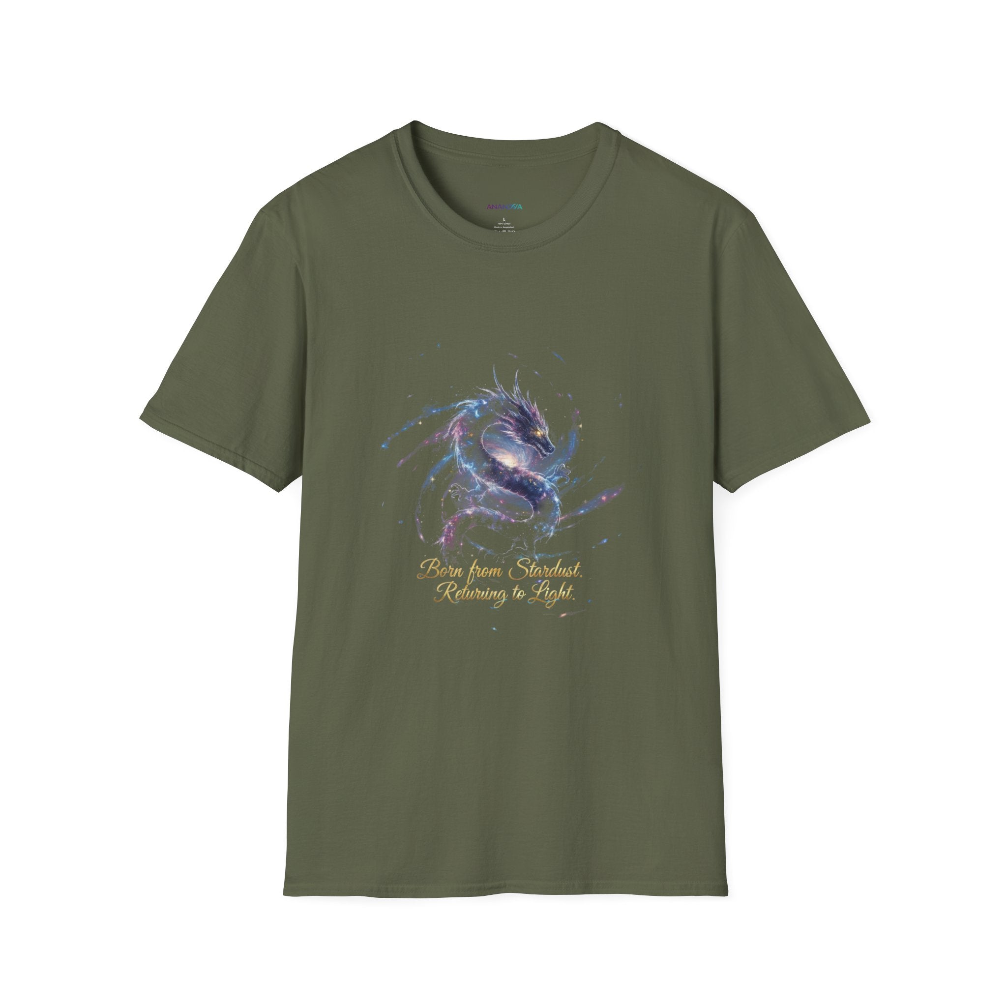 Men's Graphic T-Shirt — Watercolor Dragon with Inspirational Script