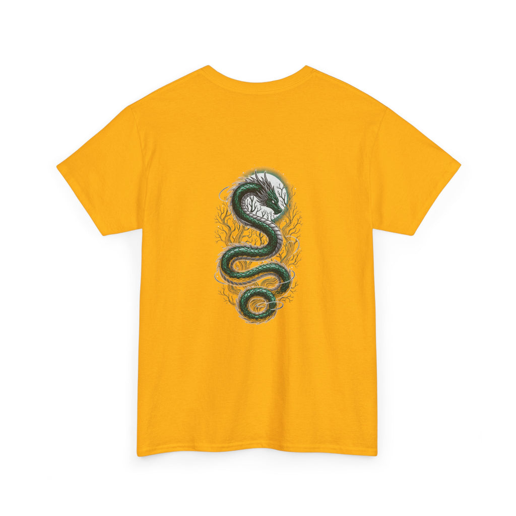 Green Serpent Graphic Men's T-Shirt — DTG Printed Back Art Cotton Tee