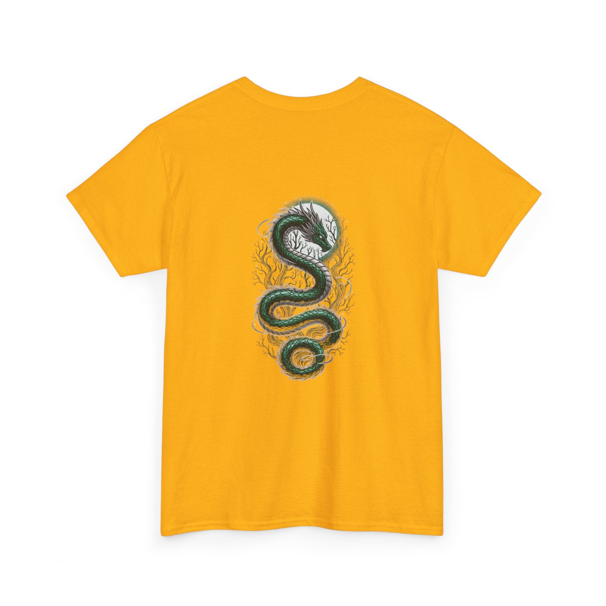 Green Serpent Graphic Men's T-Shirt — DTG Printed Back Art Cotton Tee