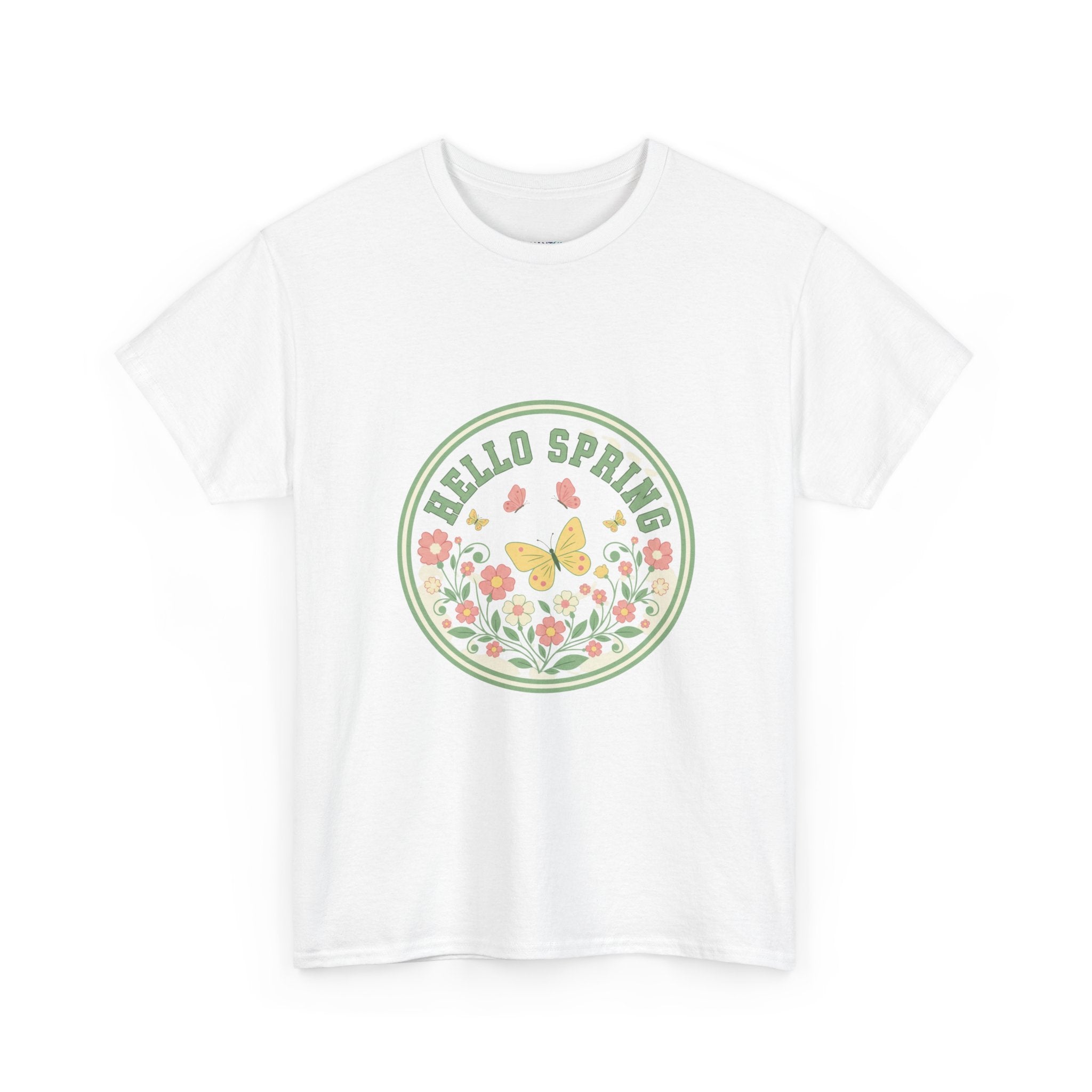 Hello Spring Unisex Heavy Cotton Tee - Floral Design for Spring Celebrations
