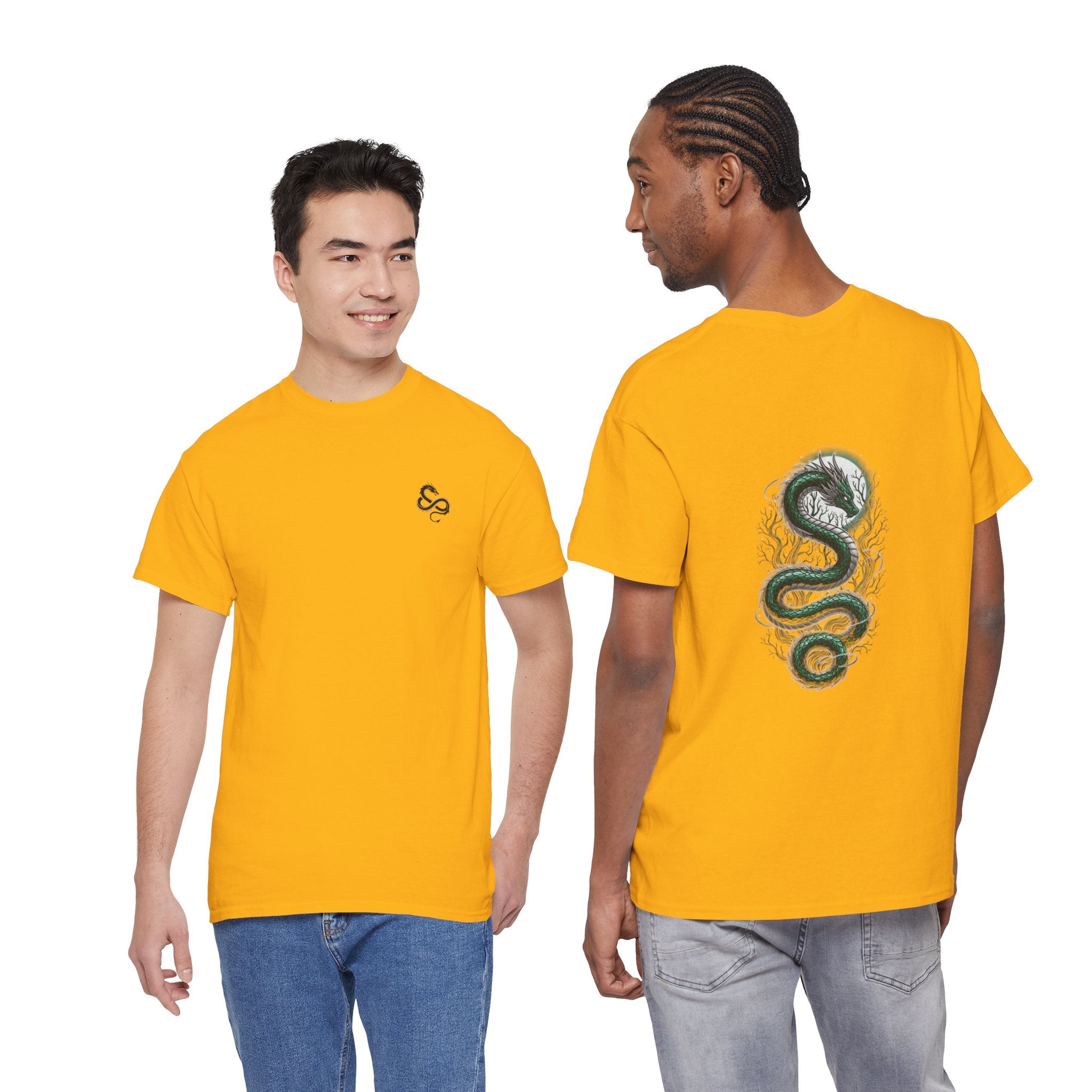 Green Serpent Back Graphic Men's T-Shirt — DTG Printed Cotton Tee