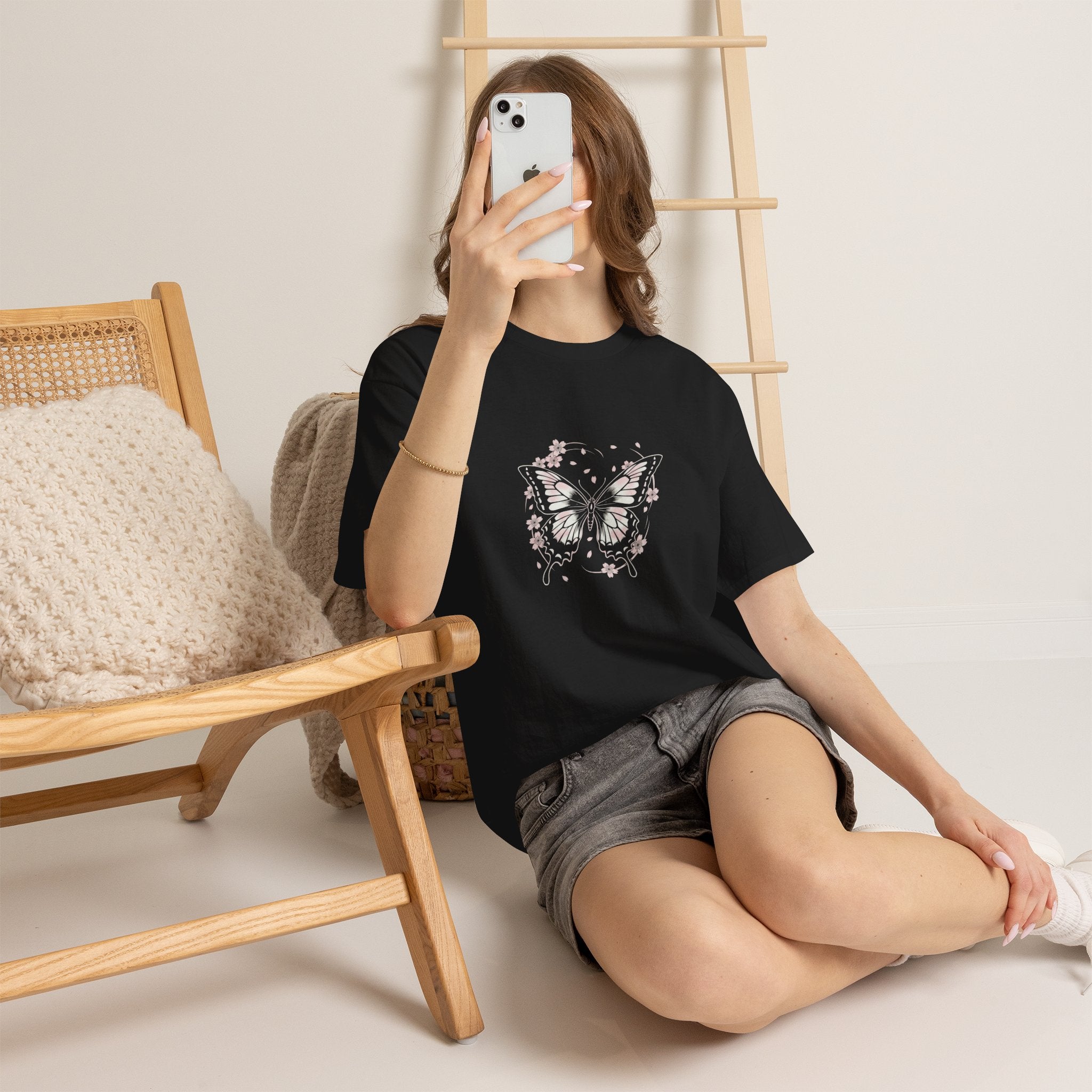 Butterfly Floral Tee — Women's Pastel Graphic T-Shirt