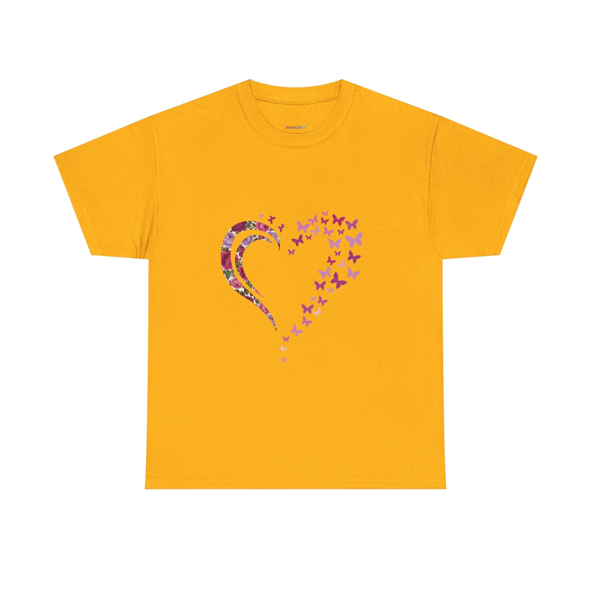 Butterfly Heart Tee — Women's Floral Heart Graphic T-Shirt