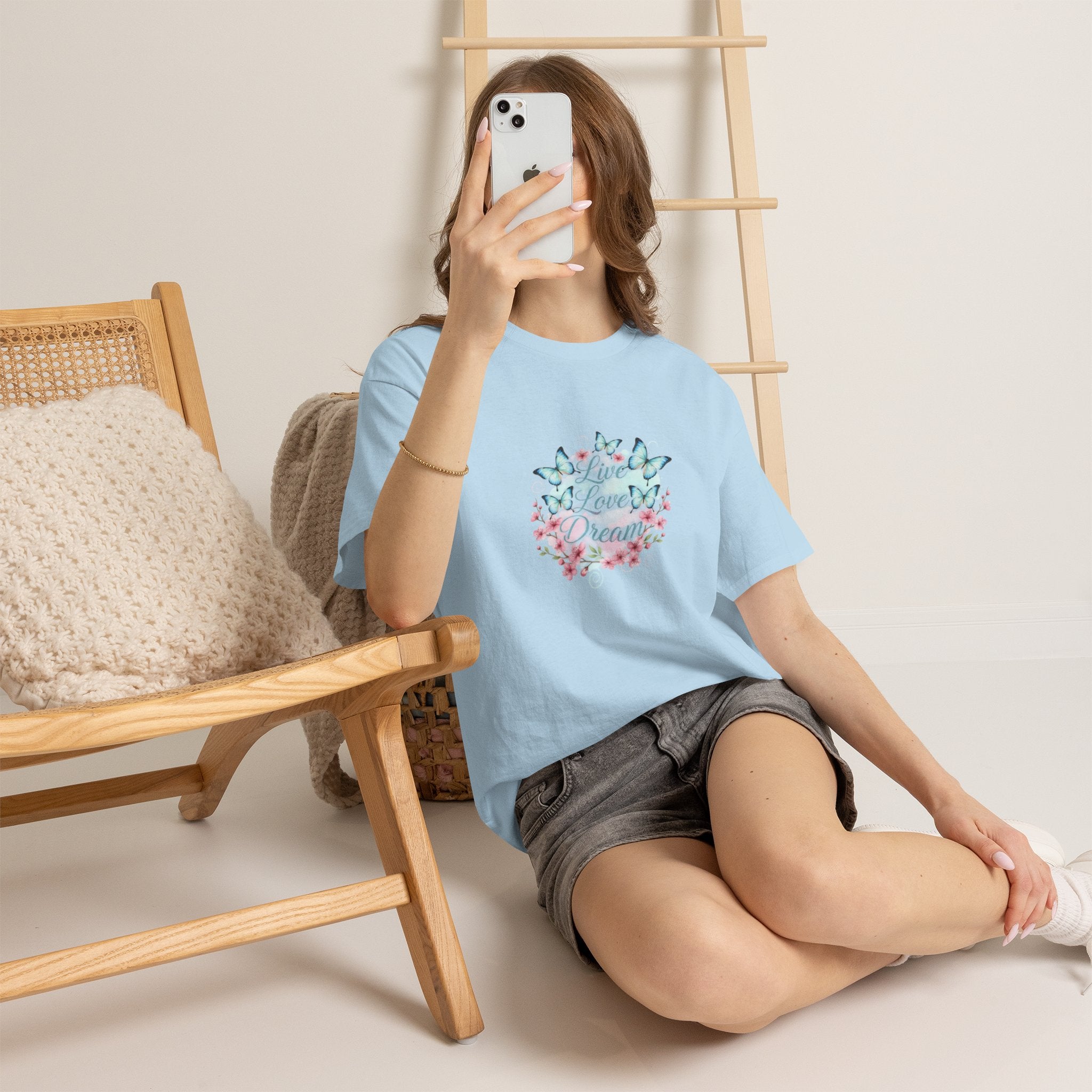 Live Love Dream Tee — Women's Floral Butterfly Graphic T-Shirt
