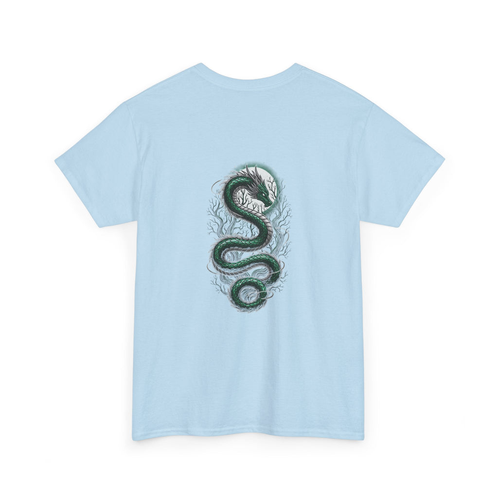 Green Serpent Graphic Men's T-Shirt — DTG Printed Back Art Cotton Tee