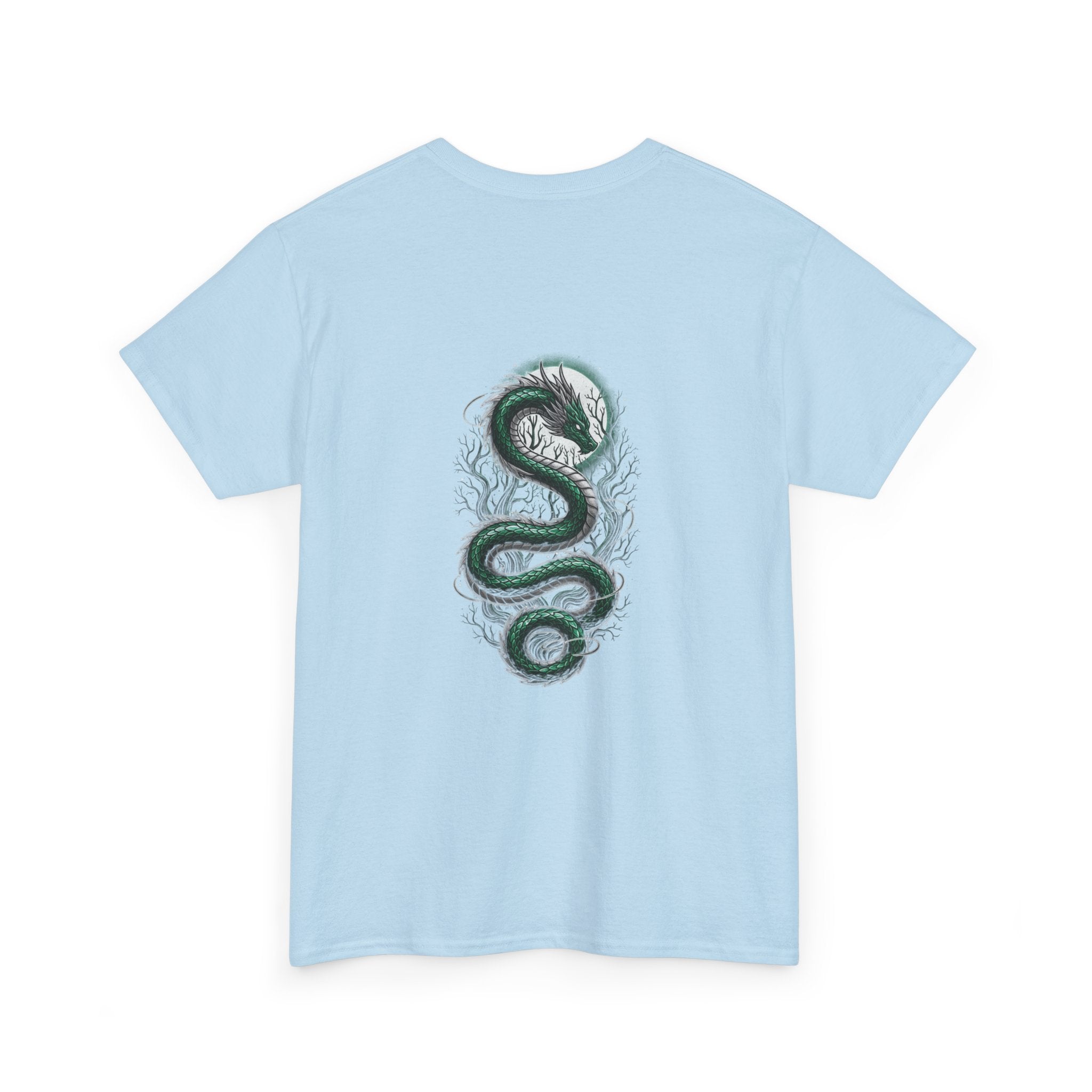 Green Serpent Graphic Men's T-Shirt — DTG Printed Back Art Cotton Tee