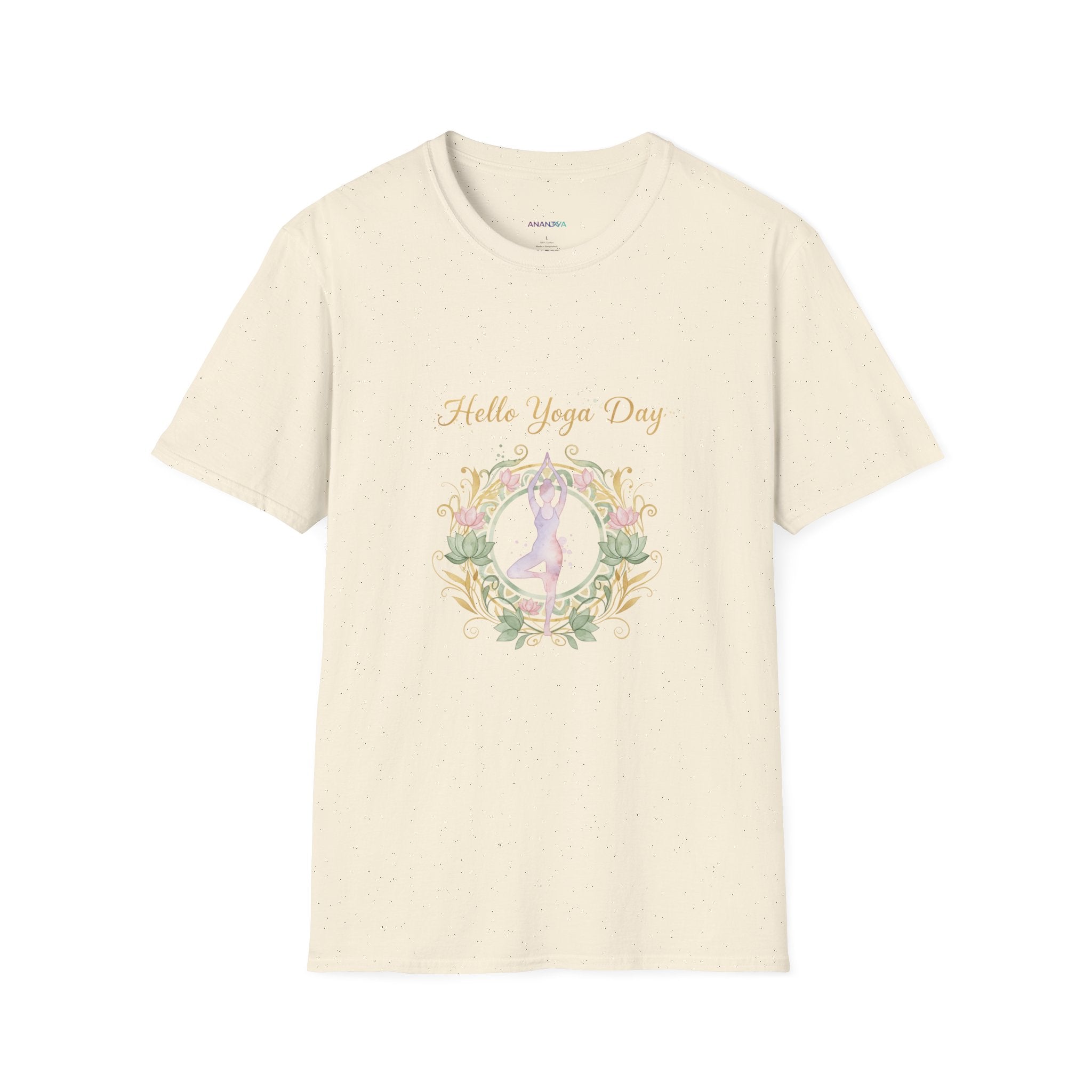 Yoga Day Floral T-Shirt — 'Hello Yoga Day' Pastel Mandala Tee