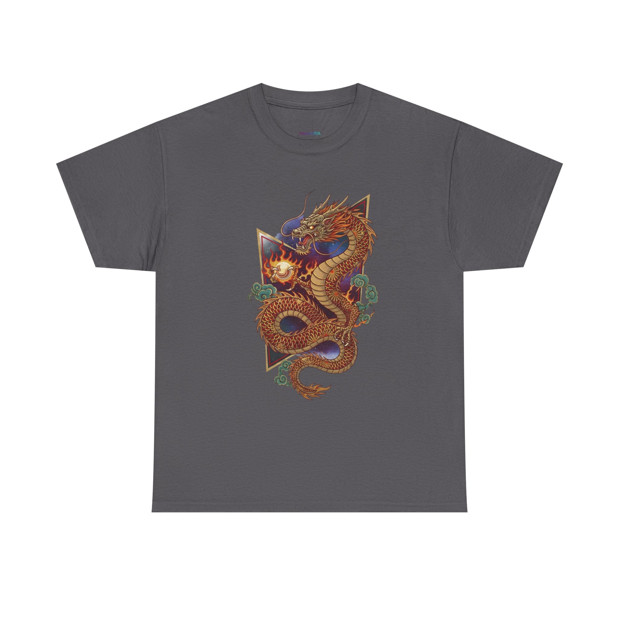 Dragon Graphic Men's T-Shirt — DTG Printed Vintage Gold Oriental Cotton Tee
