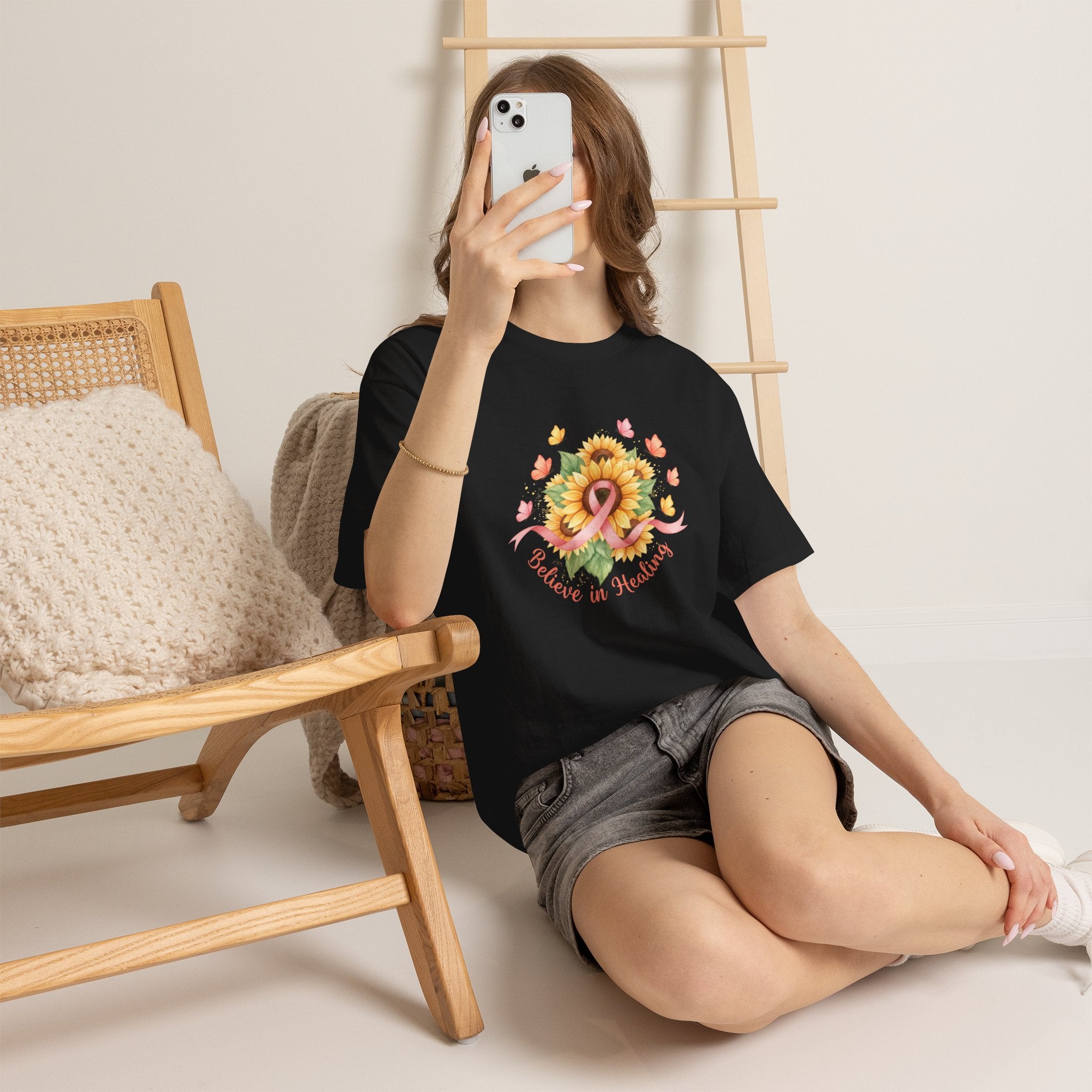 "Believe in Healing" Sunflower Graphic Tee — Women's T-Shirt