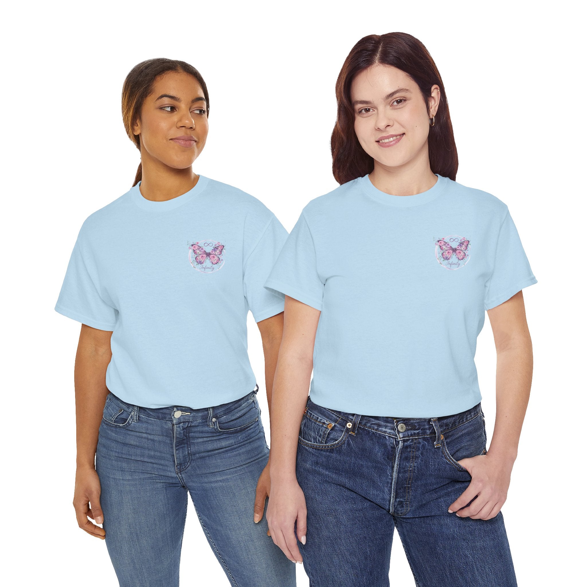 Butterfly Heart Tee — Women's Floral Chest Graphic T-Shirt