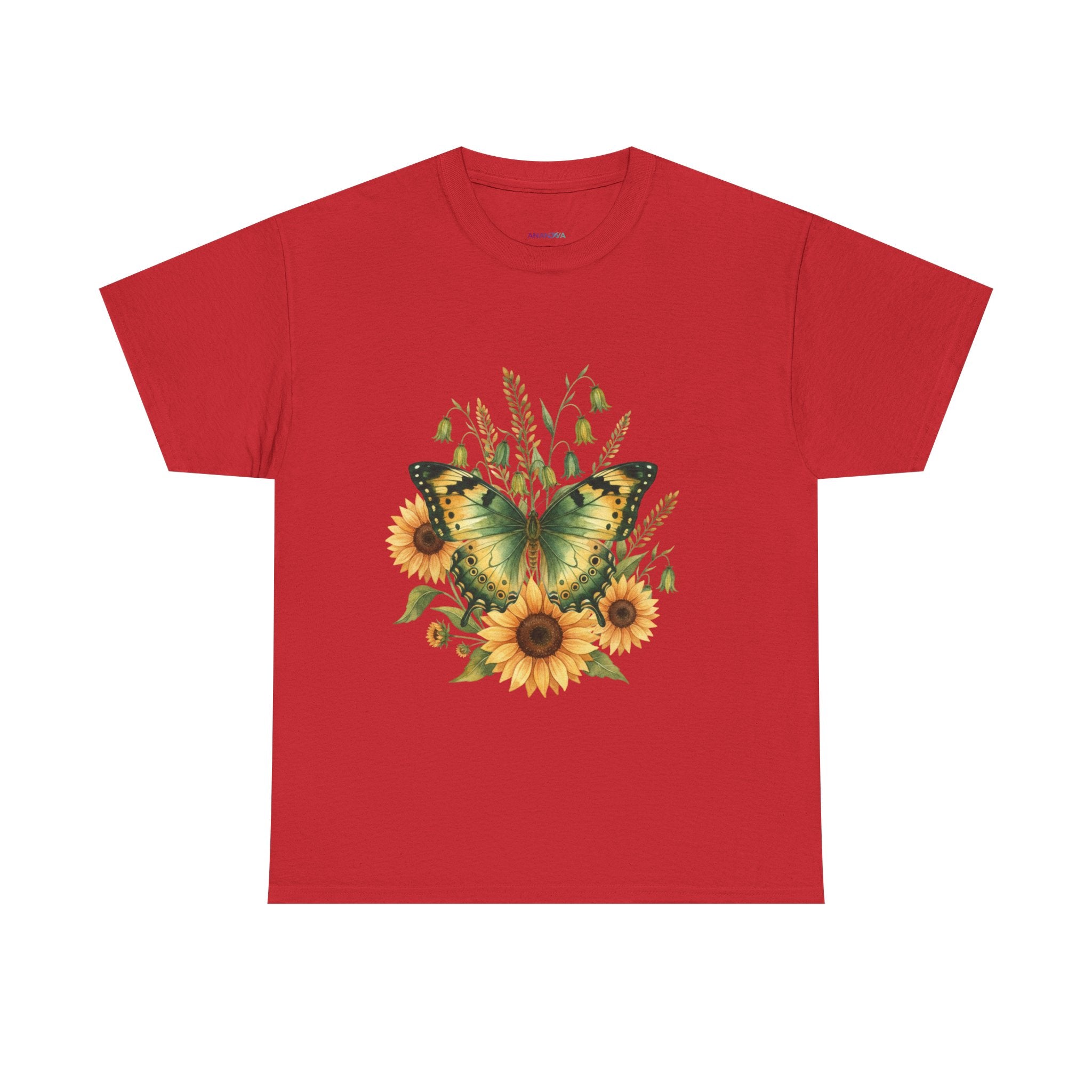 Butterfly & Sunflower Tee — Women's Nature Floral Graphic T-Shirt