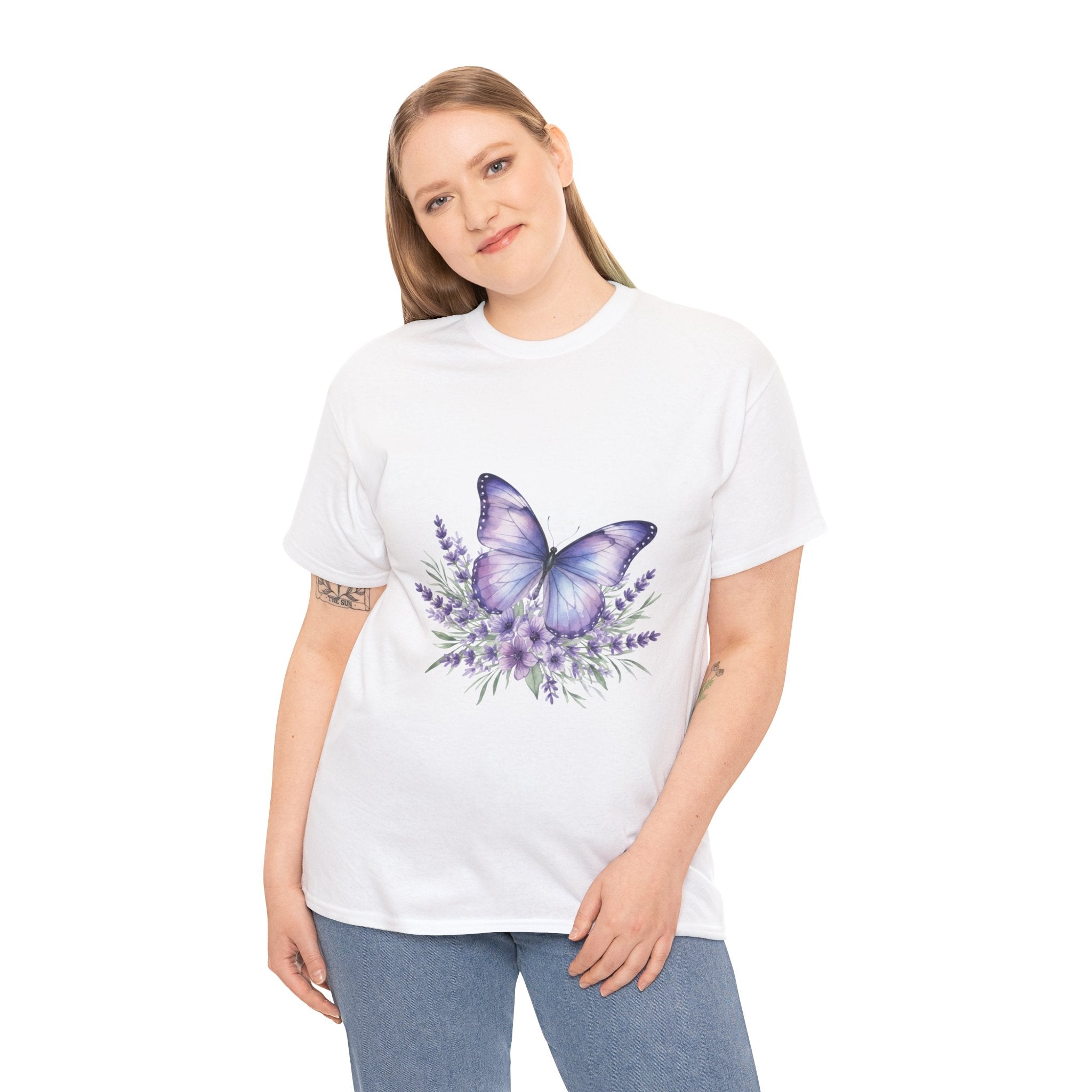Butterfly Lavender Tee — Women's Floral DTG Graphic T-Shirt