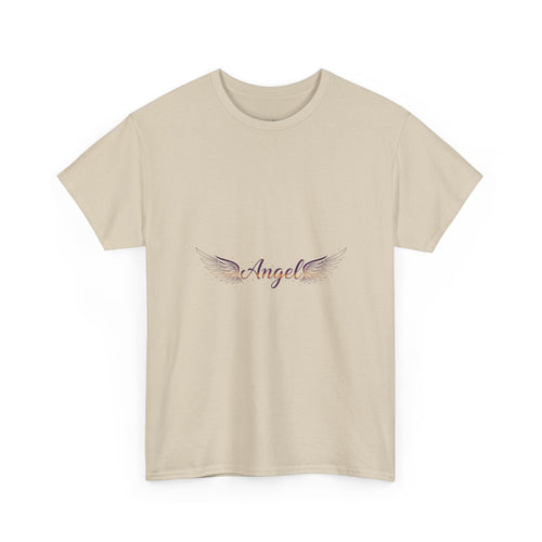 Angel Wings Graphic Tee | Minimal "Angel" Chest Print | Women's DTG T-Shirt