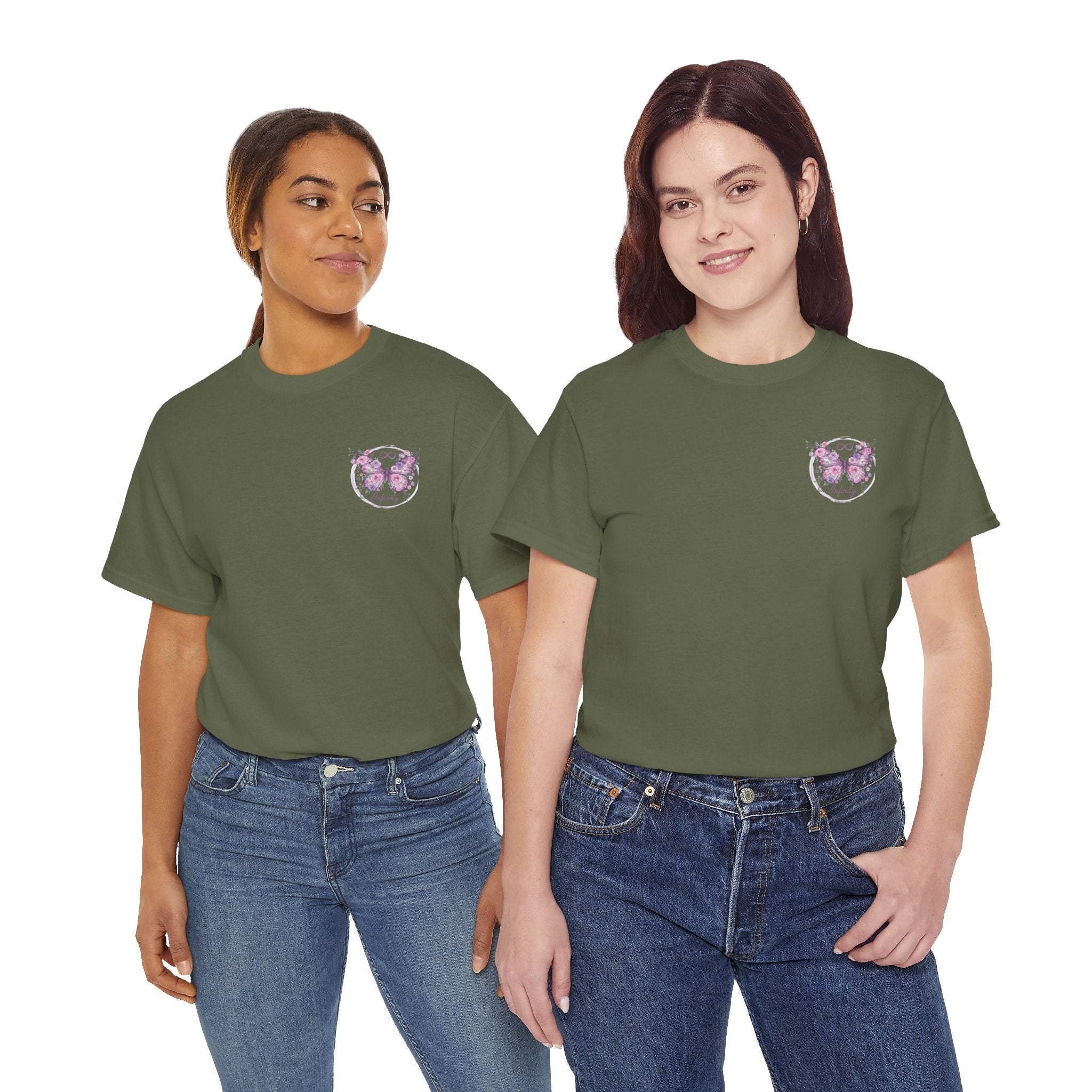 Butterfly Heart Tee — Women's Floral Chest Graphic T-Shirt
