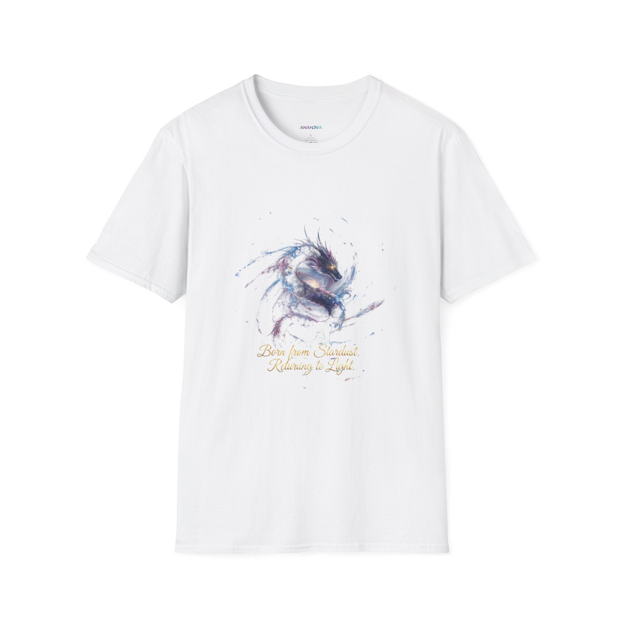 Men's Graphic T-Shirt — Watercolor Dragon with Inspirational Script