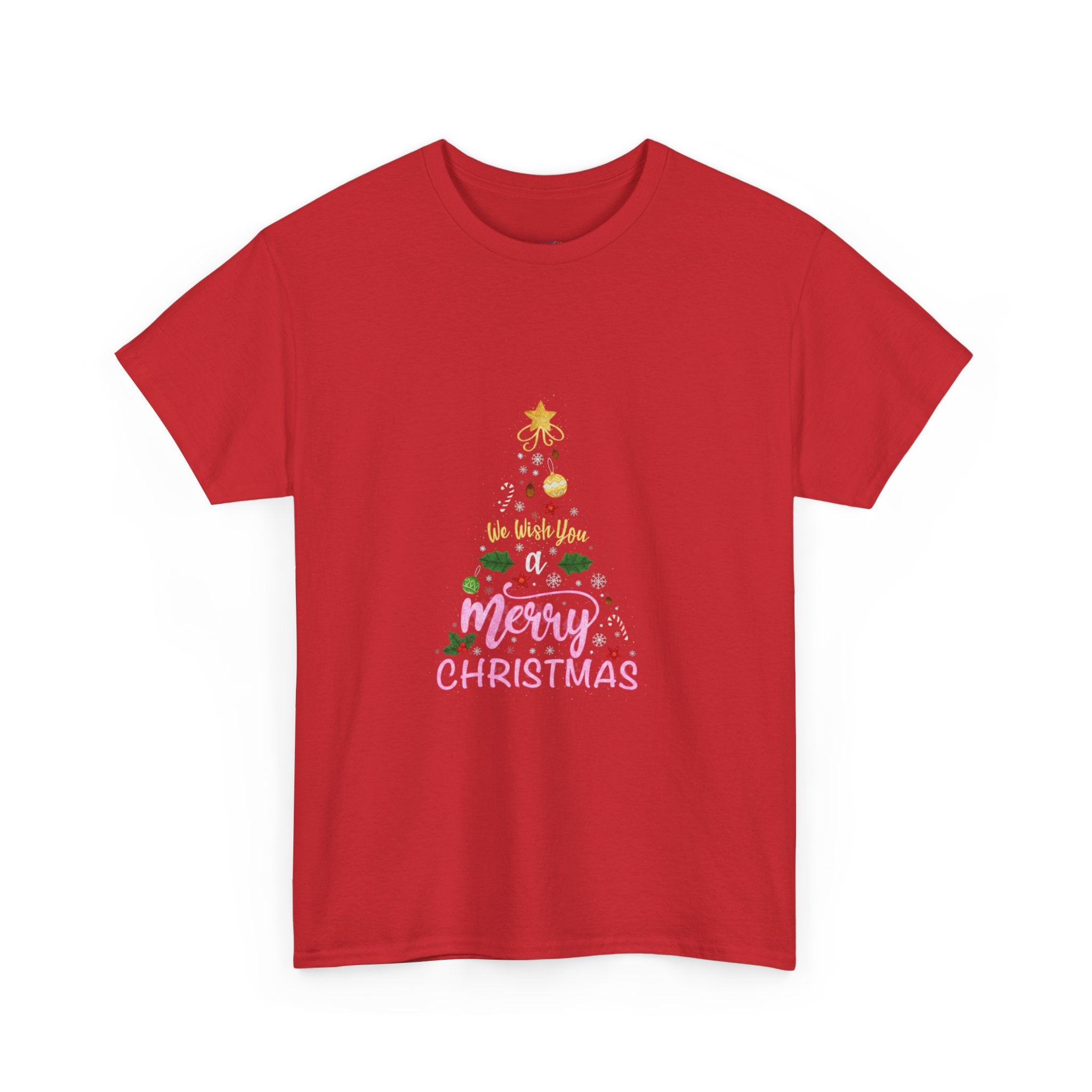 Merry Christmas Tree Graphic Tee | Festive Ornament Holiday Shirt | Unisex DTG