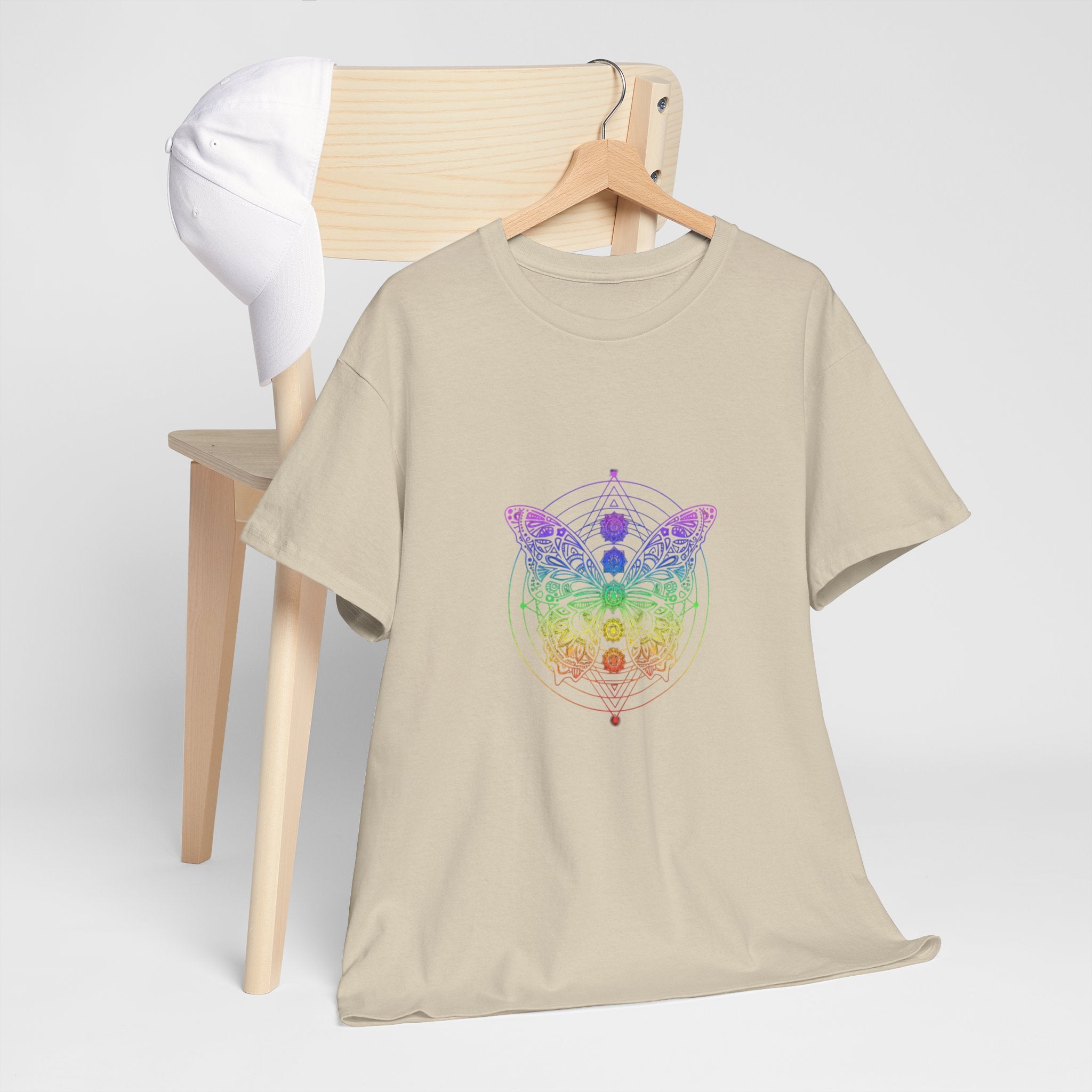 Chakra Butterfly T-Shirt — Women's Rainbow Spiritual Graphic Tee