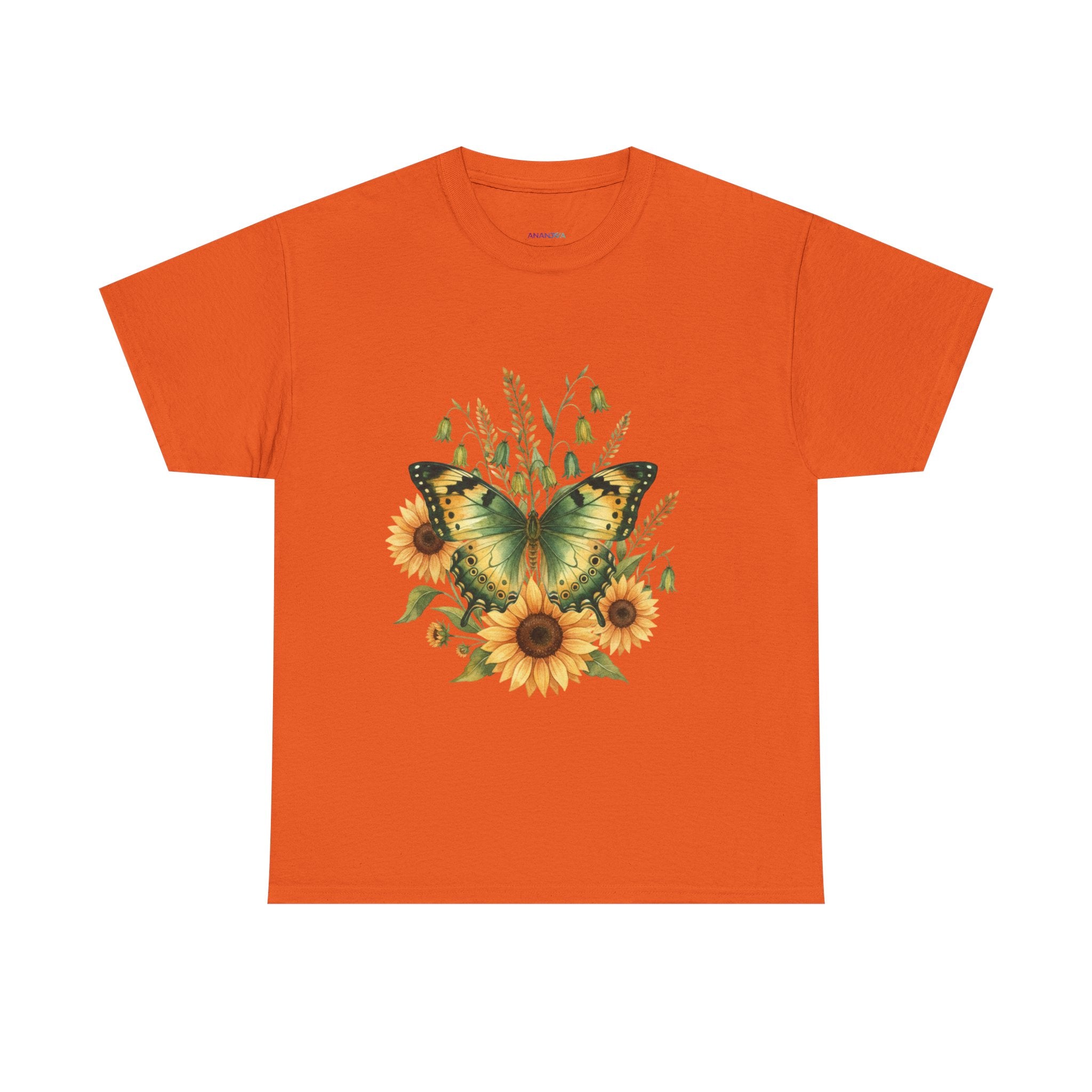 Butterfly & Sunflower Tee — Women's Nature Floral Graphic T-Shirt