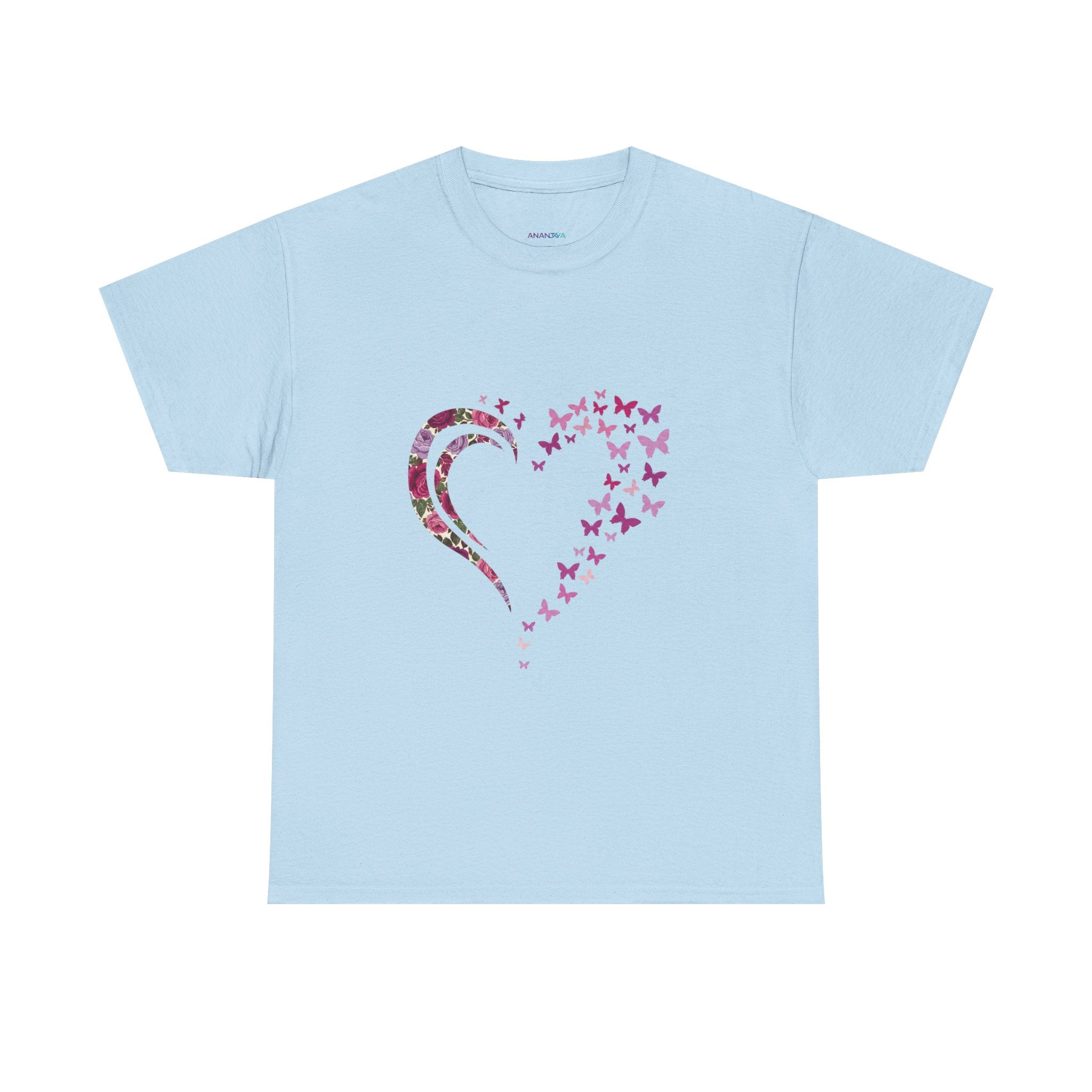 Butterfly Heart Tee — Women's Floral Heart Graphic T-Shirt