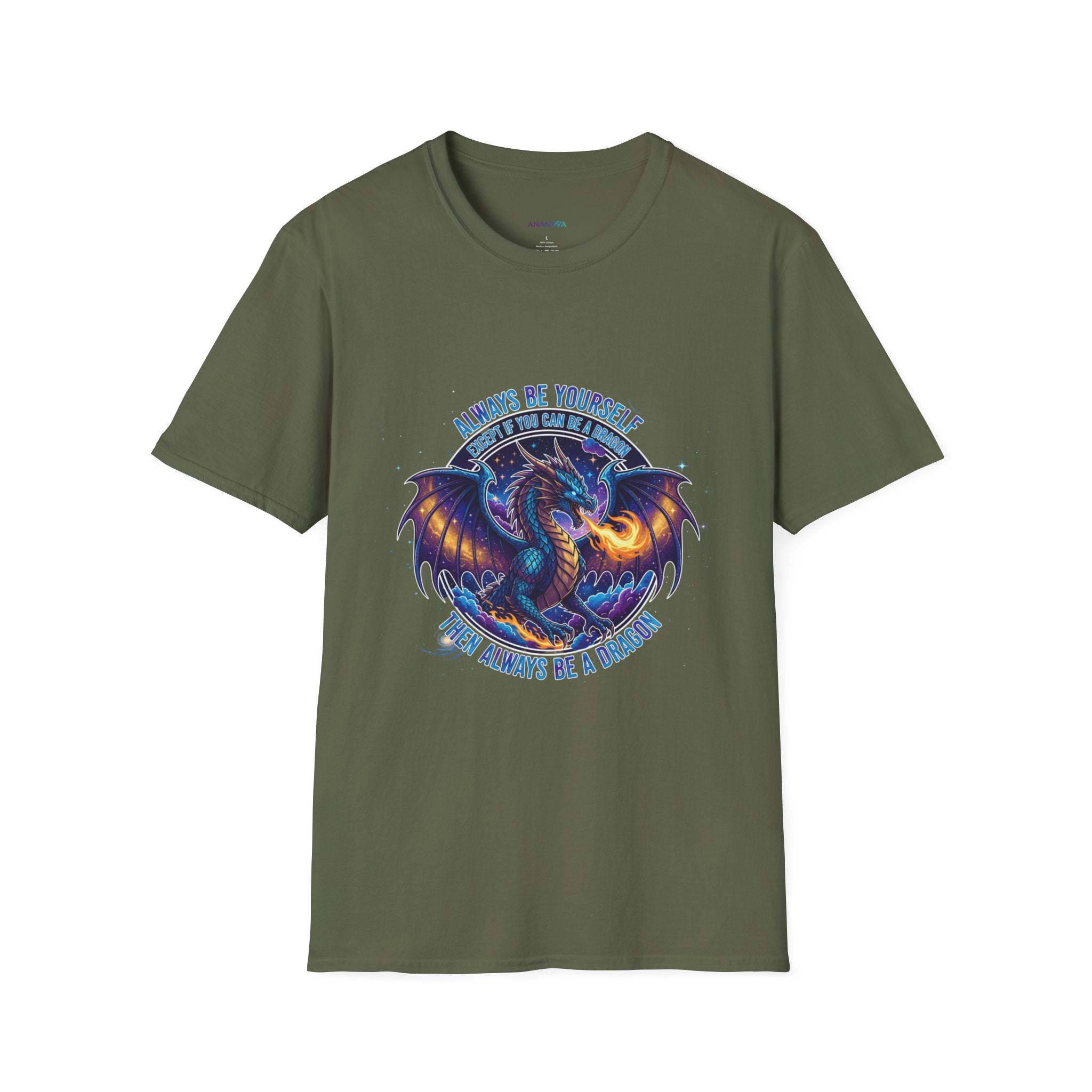 Dragon Graphic Men's T-Shirt | "Always Be Yourself Unless You Can Be a Dragon" | DTG Fantasy Tee