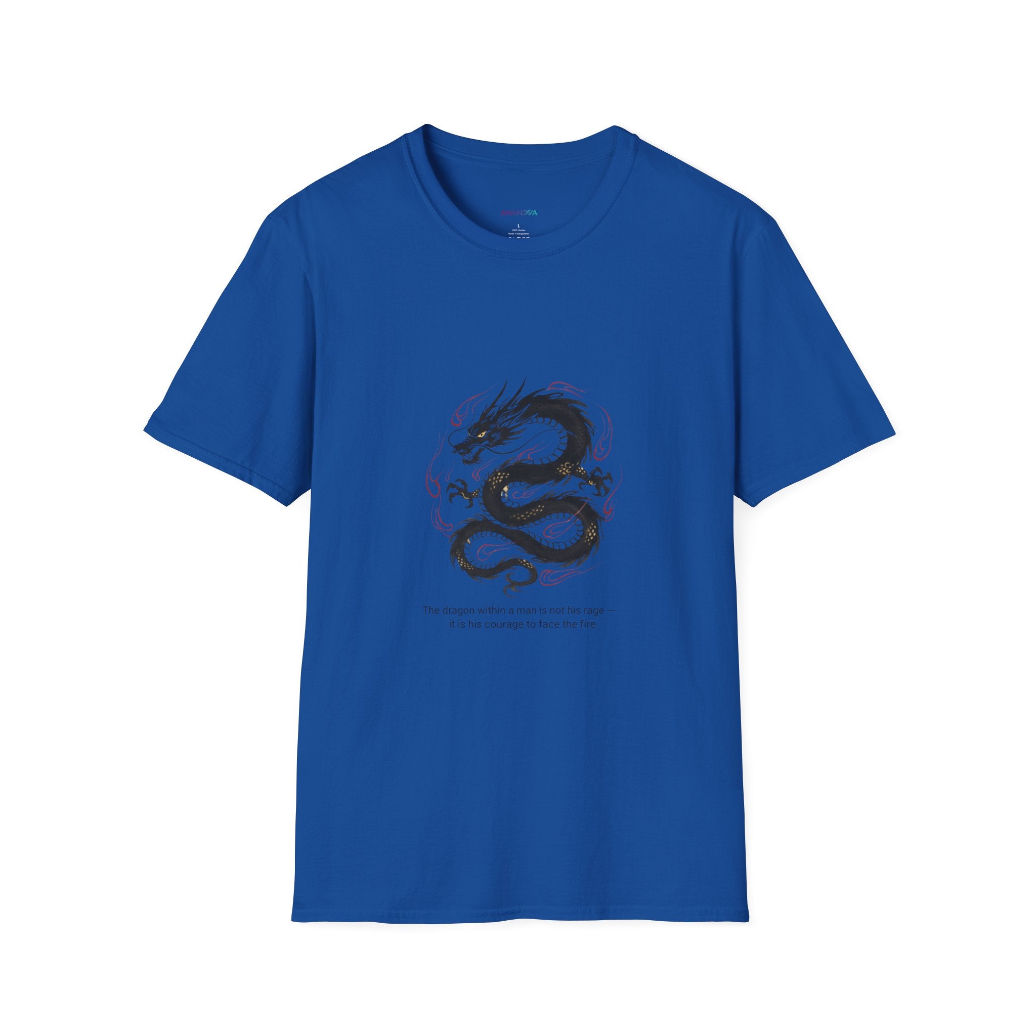 Men's Graphic Tee — Black Eastern Dragon Illustration with Inspirational Quote