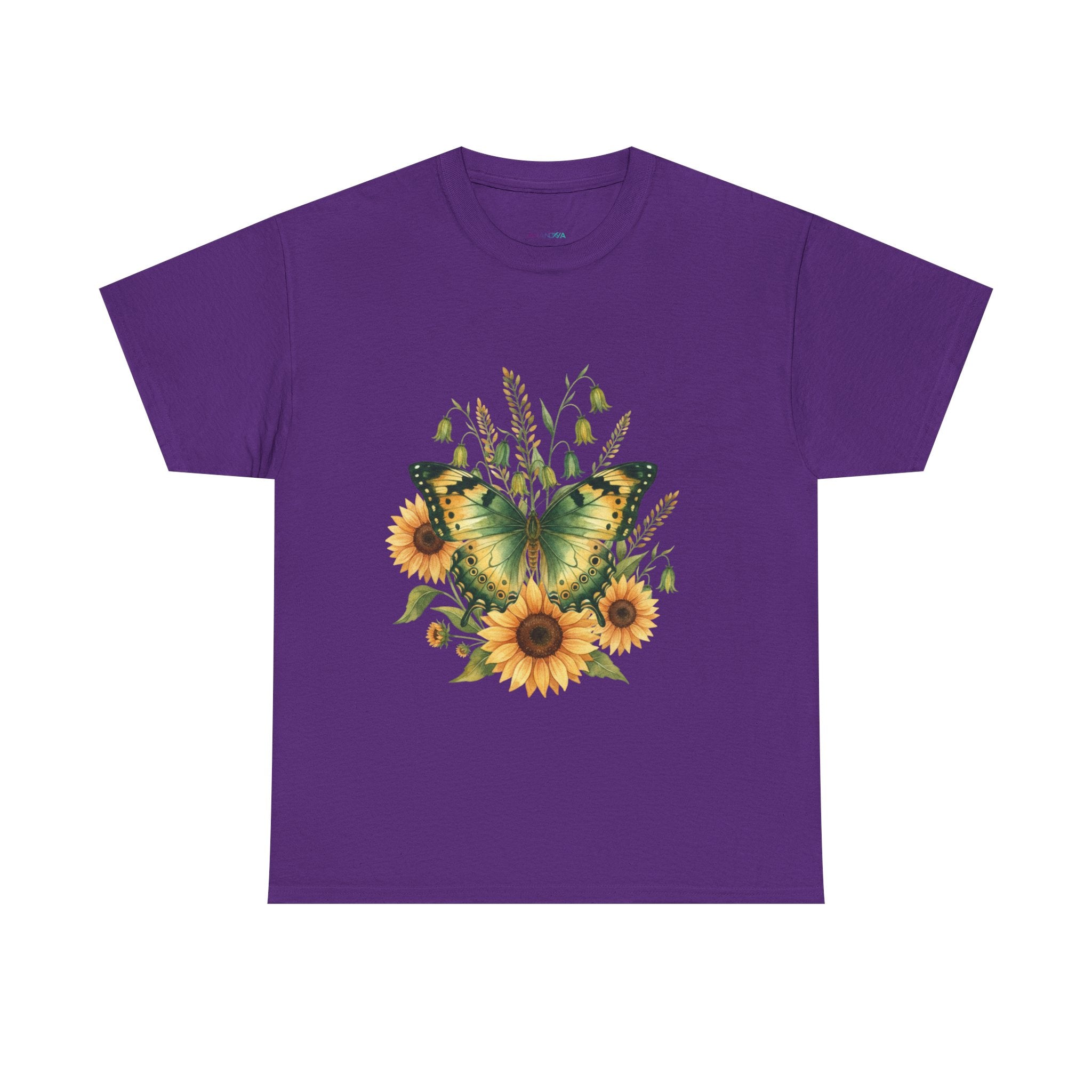 Butterfly & Sunflower Tee — Women's Nature Floral Graphic T-Shirt