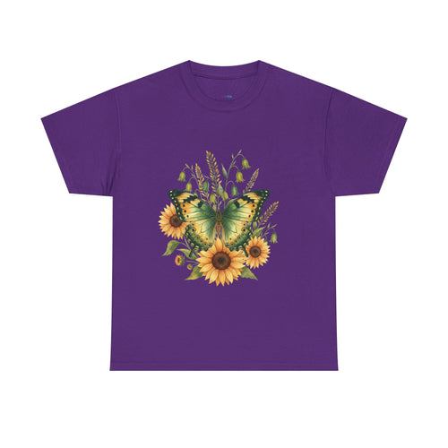 Butterfly & Sunflower Tee — Women's Nature Floral Graphic T-Shirt