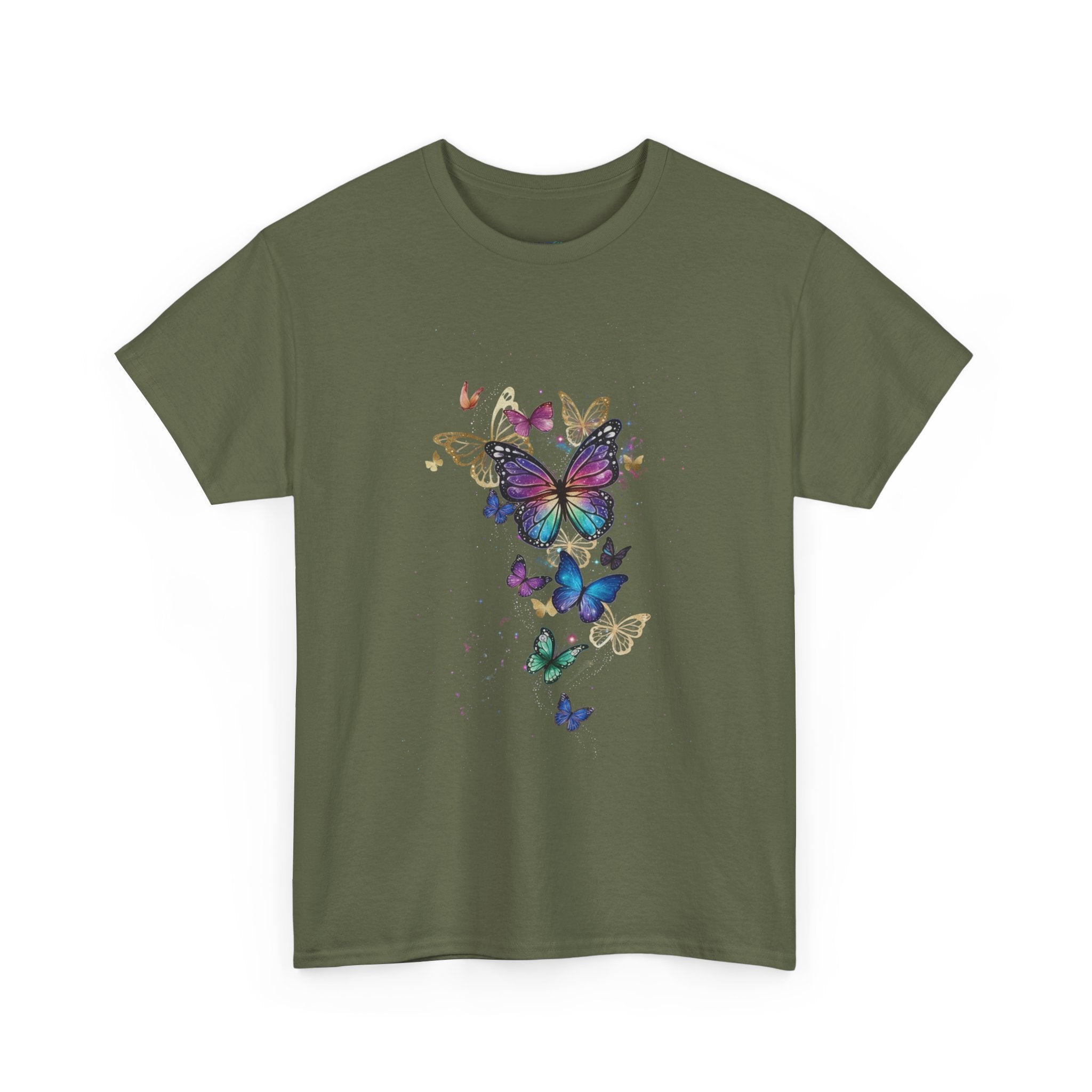 Butterfly Cascade Women's Graphic T-Shirt — DTG Floral Flutter Print
