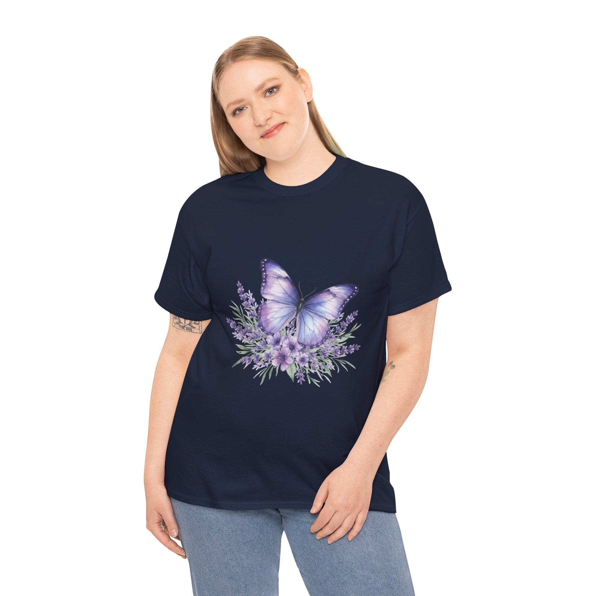 Butterfly Lavender Tee — Women's Floral DTG Graphic T-Shirt