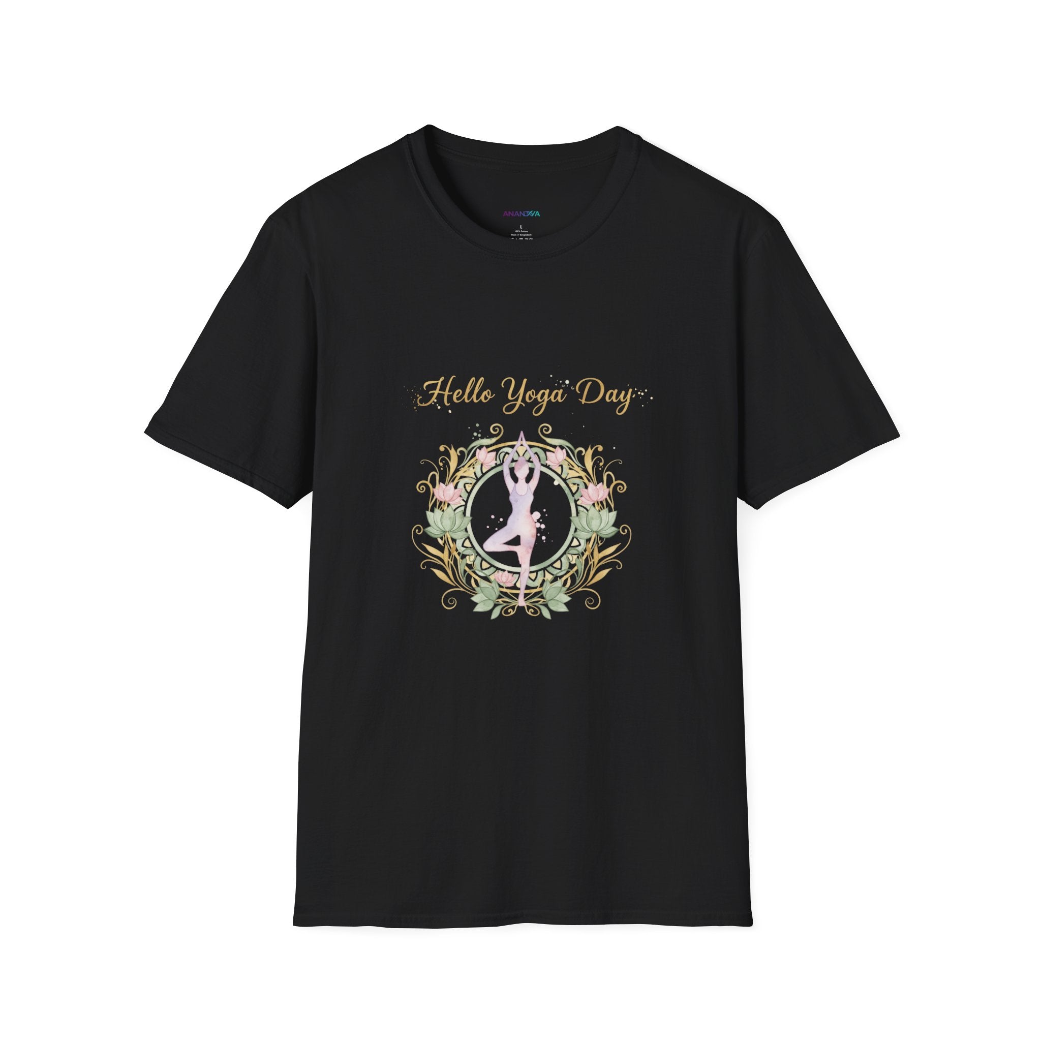 Yoga Day Floral T-Shirt — 'Hello Yoga Day' Pastel Mandala Tee