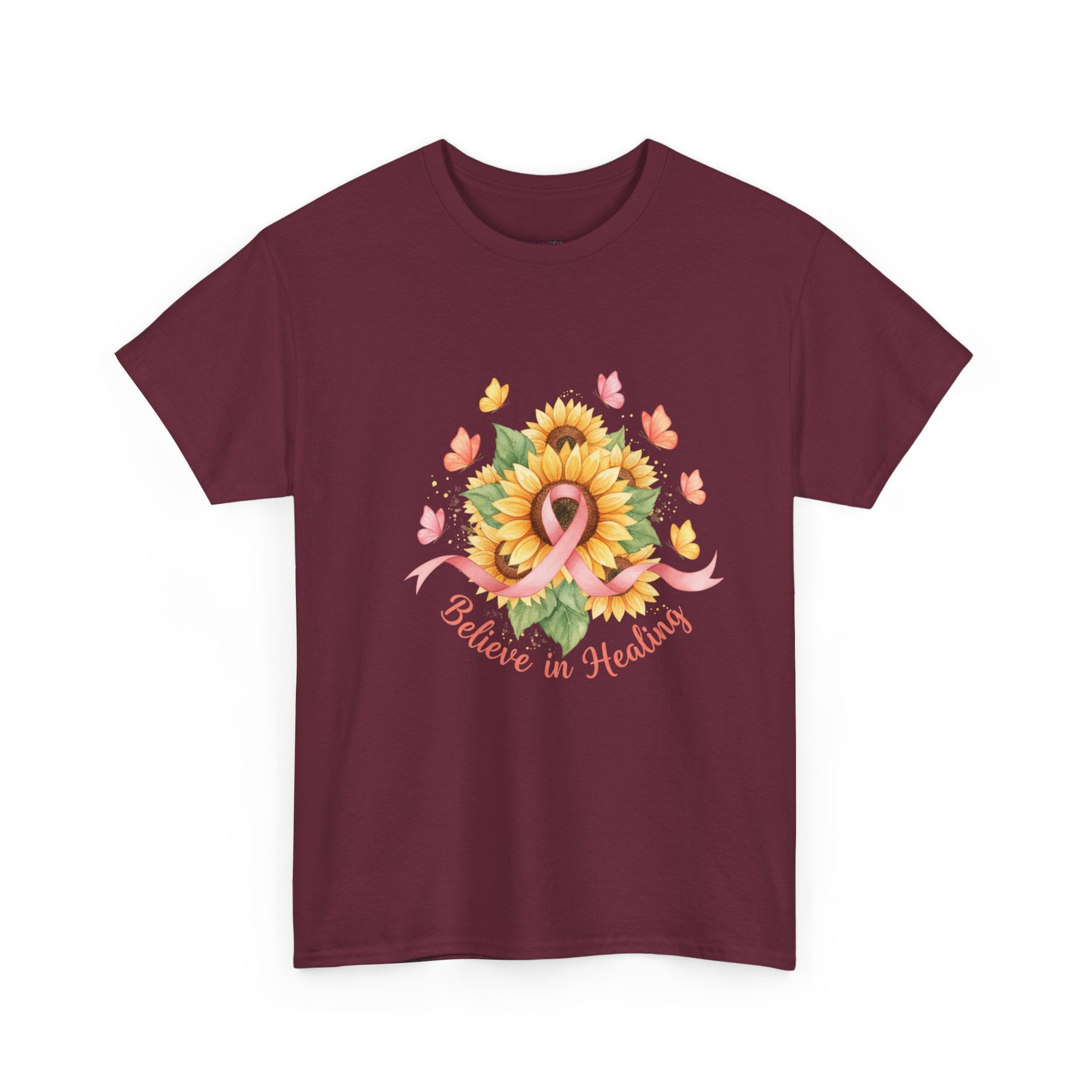 "Believe in Healing" Sunflower Graphic Tee — Women's T-Shirt