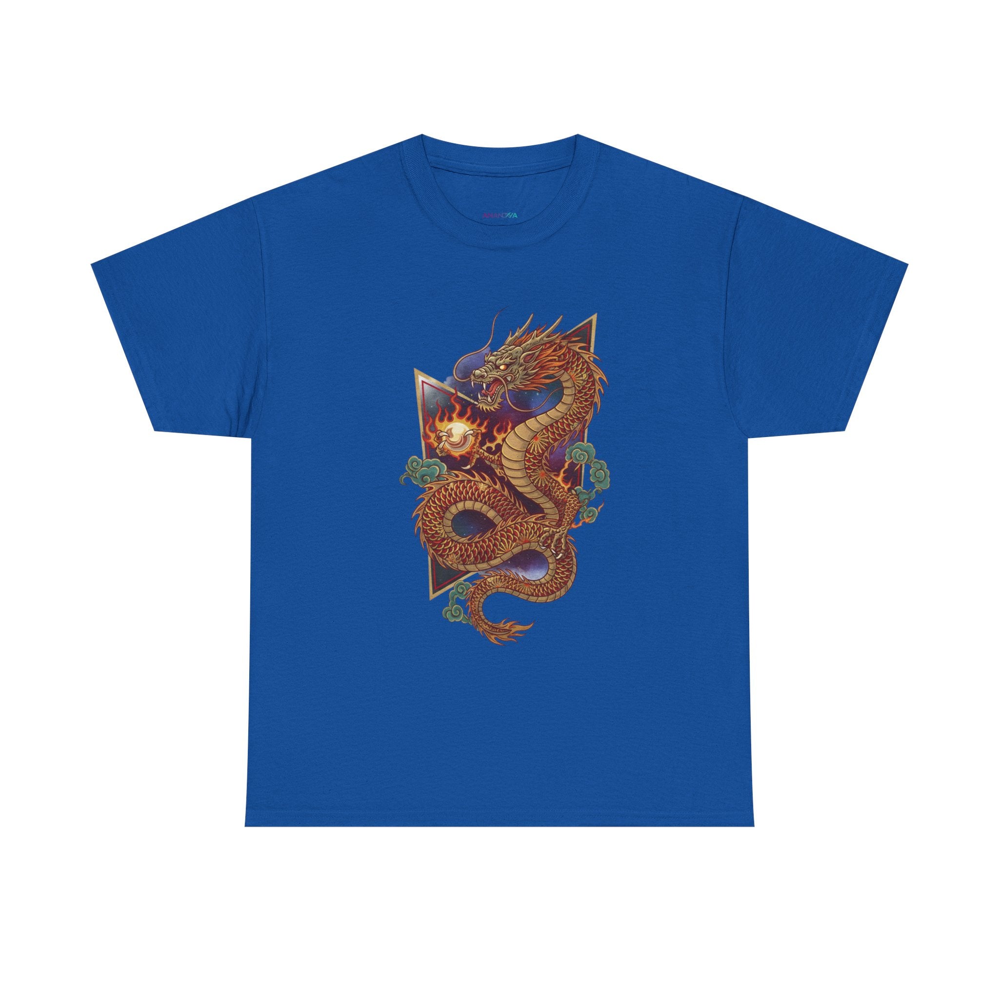 Dragon Graphic Men's T-Shirt — DTG Printed Vintage Gold Oriental Cotton Tee