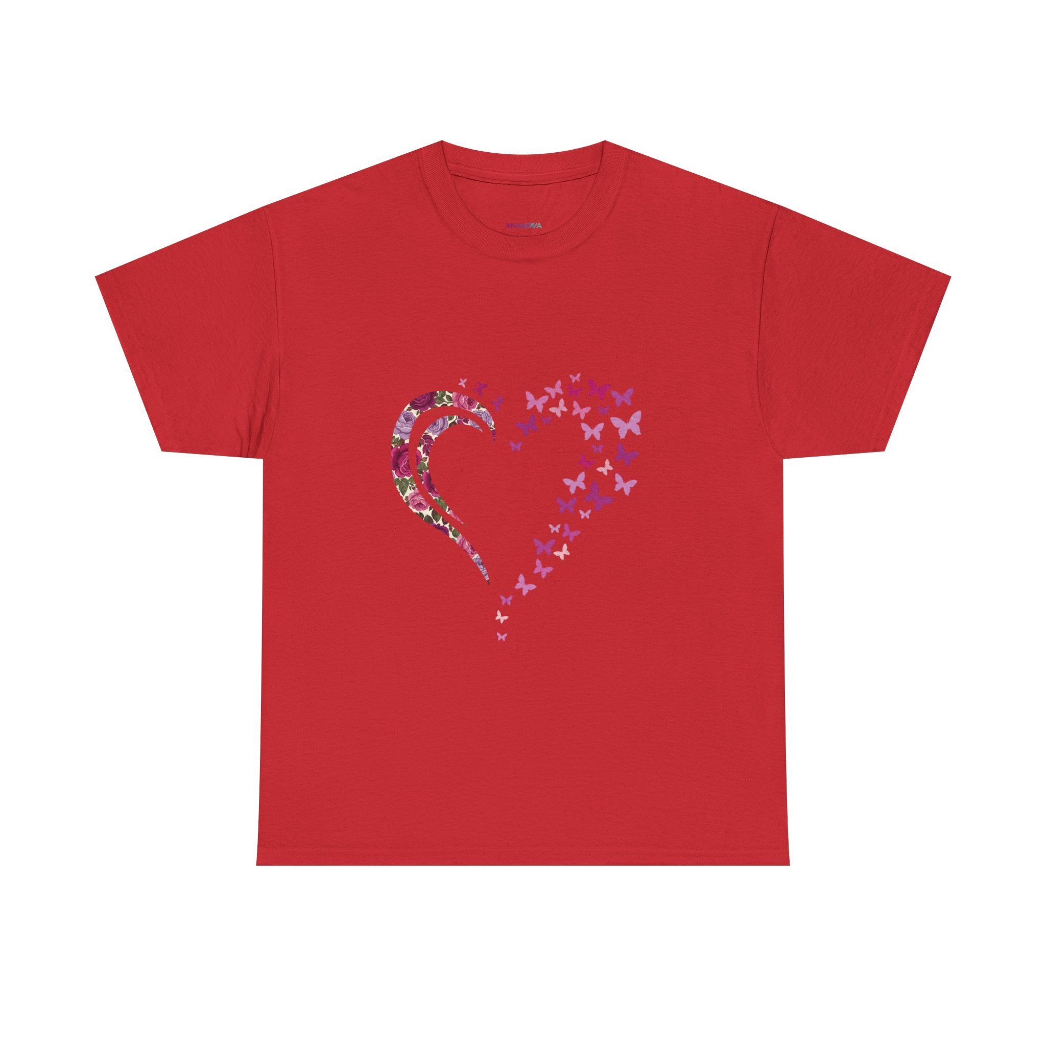 Butterfly Heart Tee — Women's Floral Heart Graphic T-Shirt
