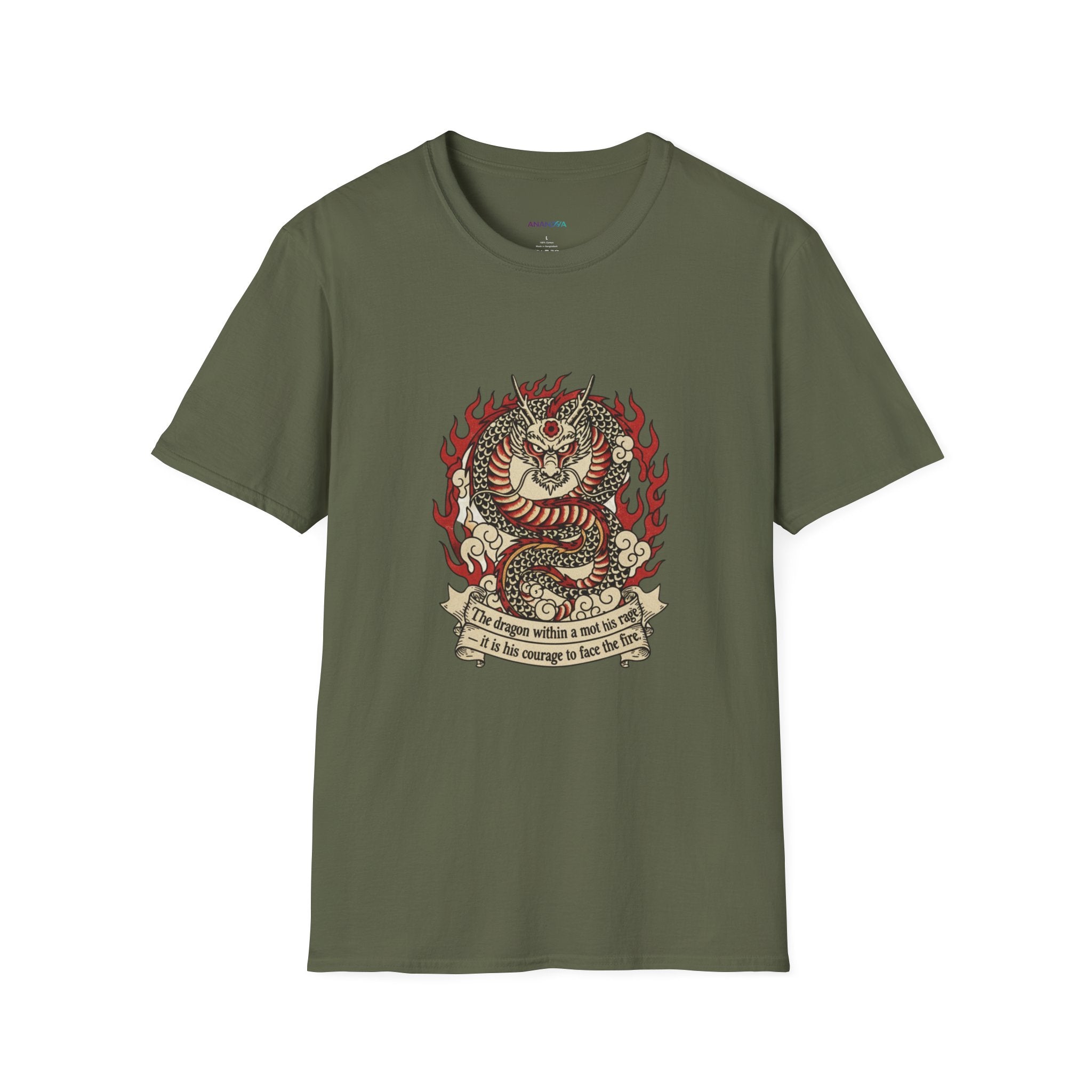 Men's Graphic Tee — Fiery Tiger, Snake & Skull Tattoo Crest with Banner
