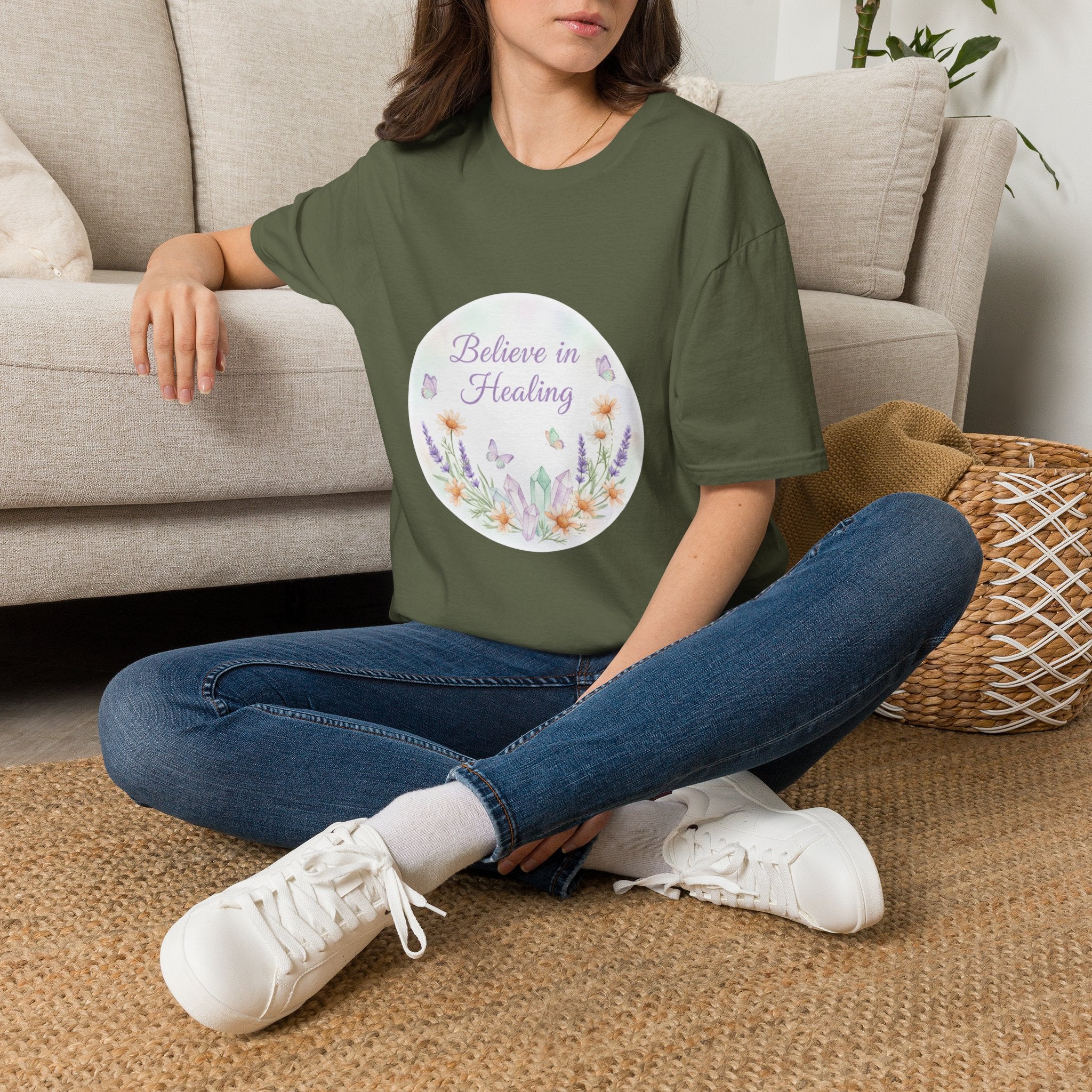 'Believe in Healing' Floral T-Shirt