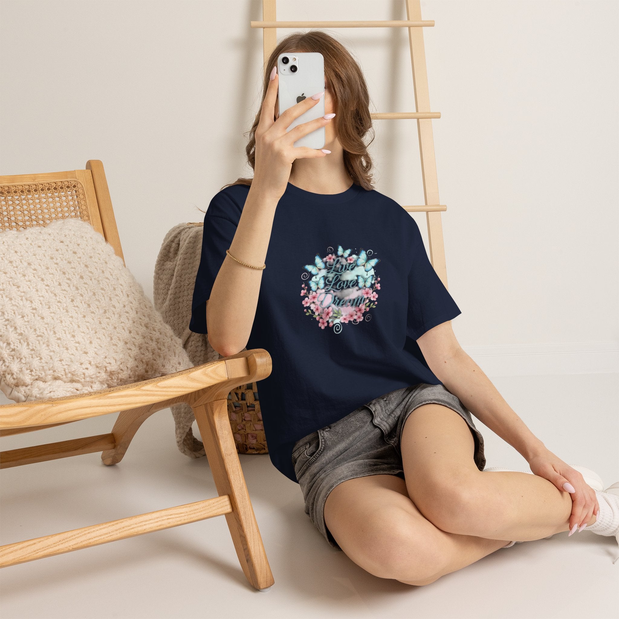 Live Love Dream Tee — Women's Floral Butterfly Graphic T-Shirt