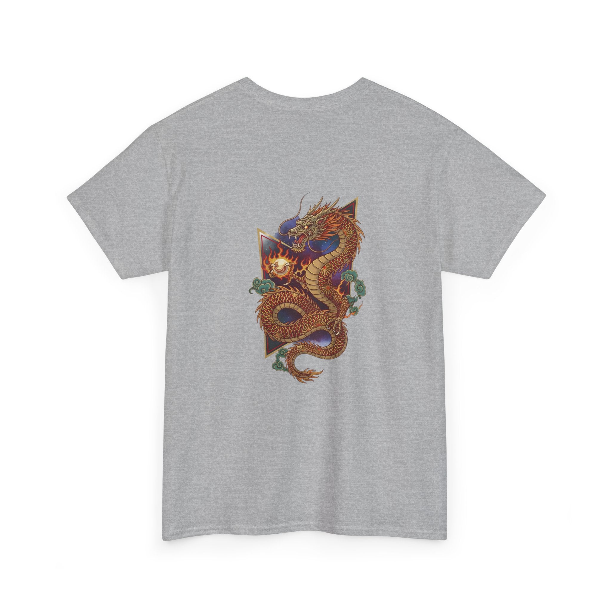 Golden Dragon Back Print Men's T-Shirt — DTG Printed Vintage Oriental Cotton Tee