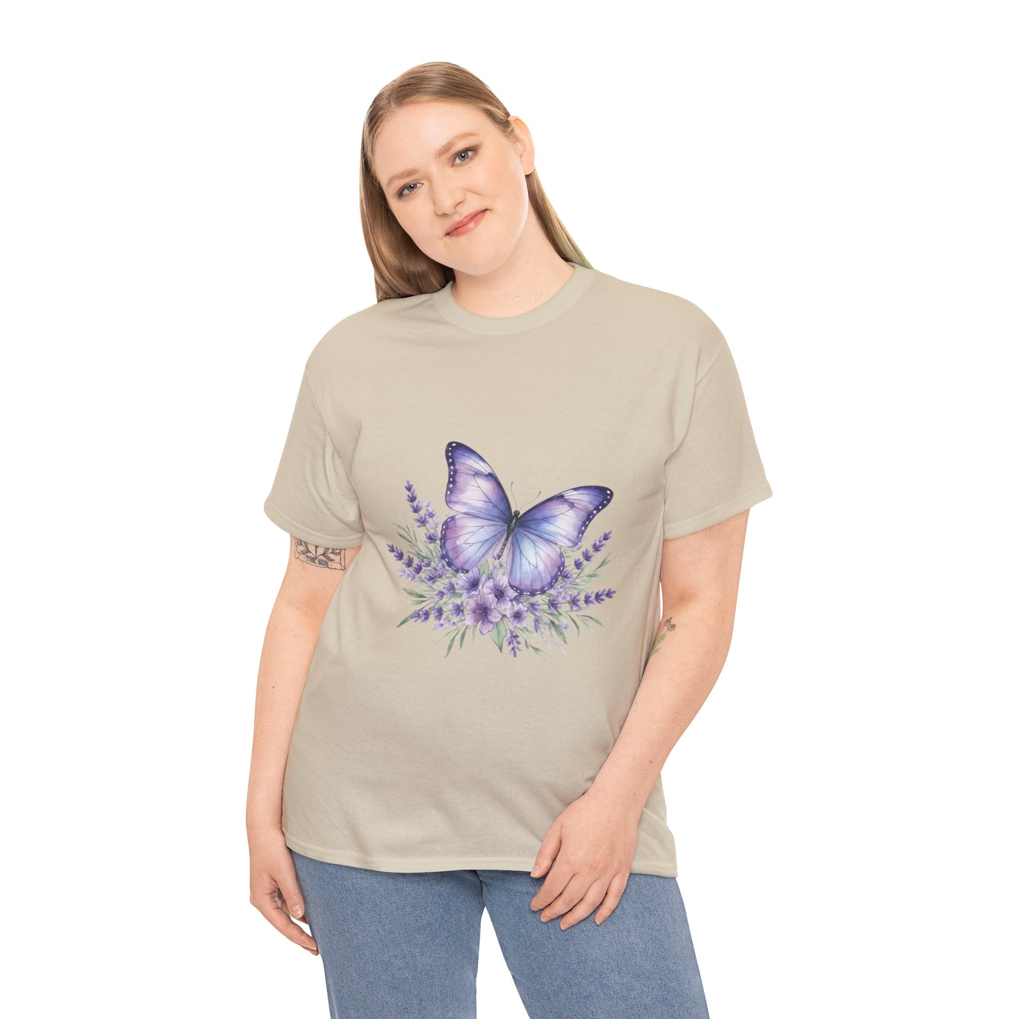 Butterfly Lavender Tee — Women's Floral DTG Graphic T-Shirt