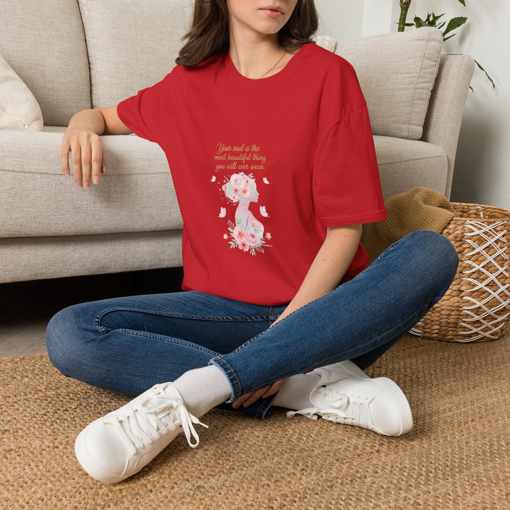 Floral Angel Tee | DTG Printed Women's Inspirational Graphic T-Shirt