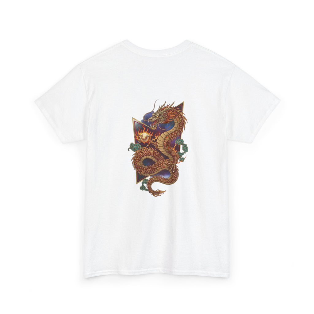 Golden Dragon Back Print Men's T-Shirt — DTG Printed Vintage Oriental Cotton Tee