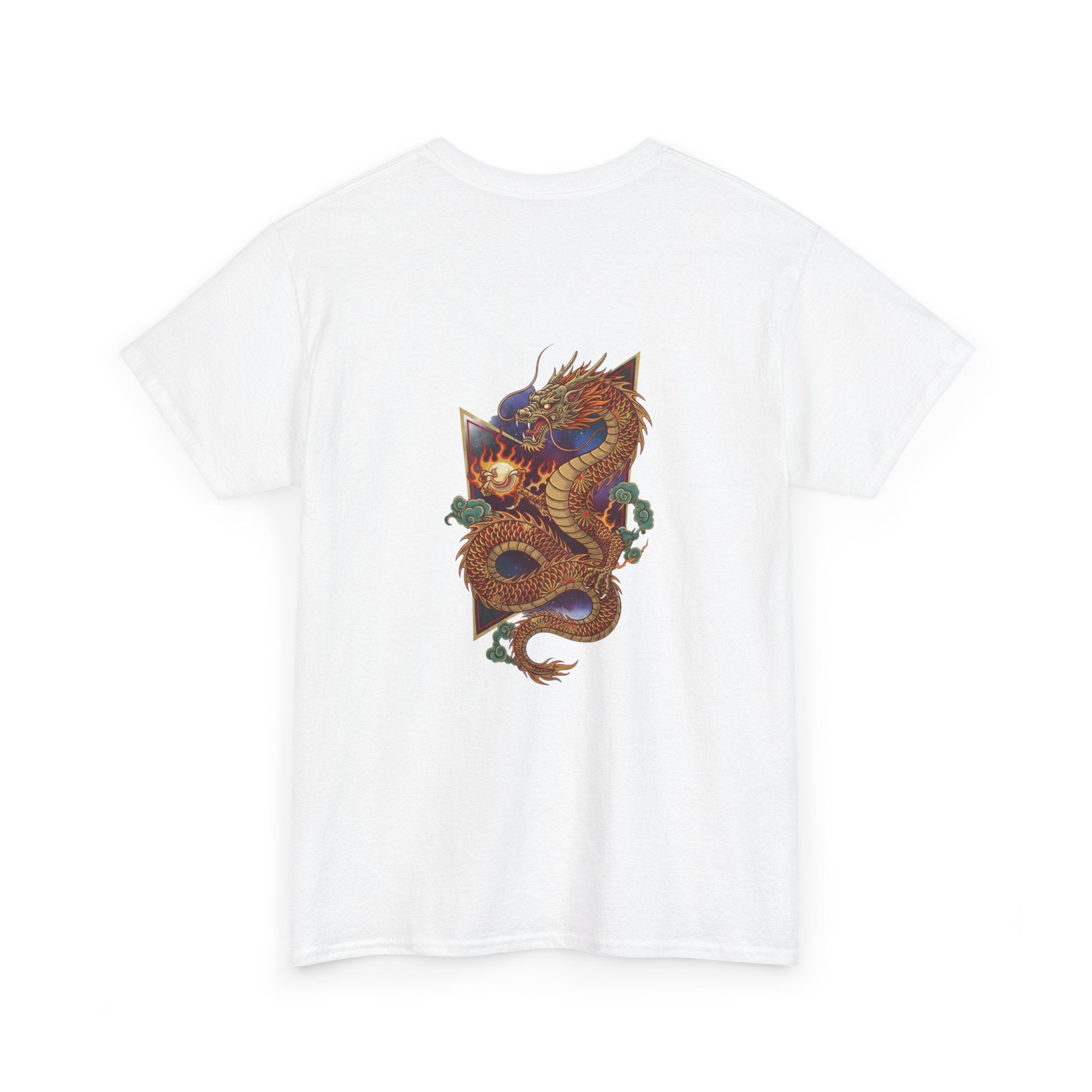 Golden Dragon Back Print Men's T-Shirt — DTG Printed Vintage Oriental Cotton Tee