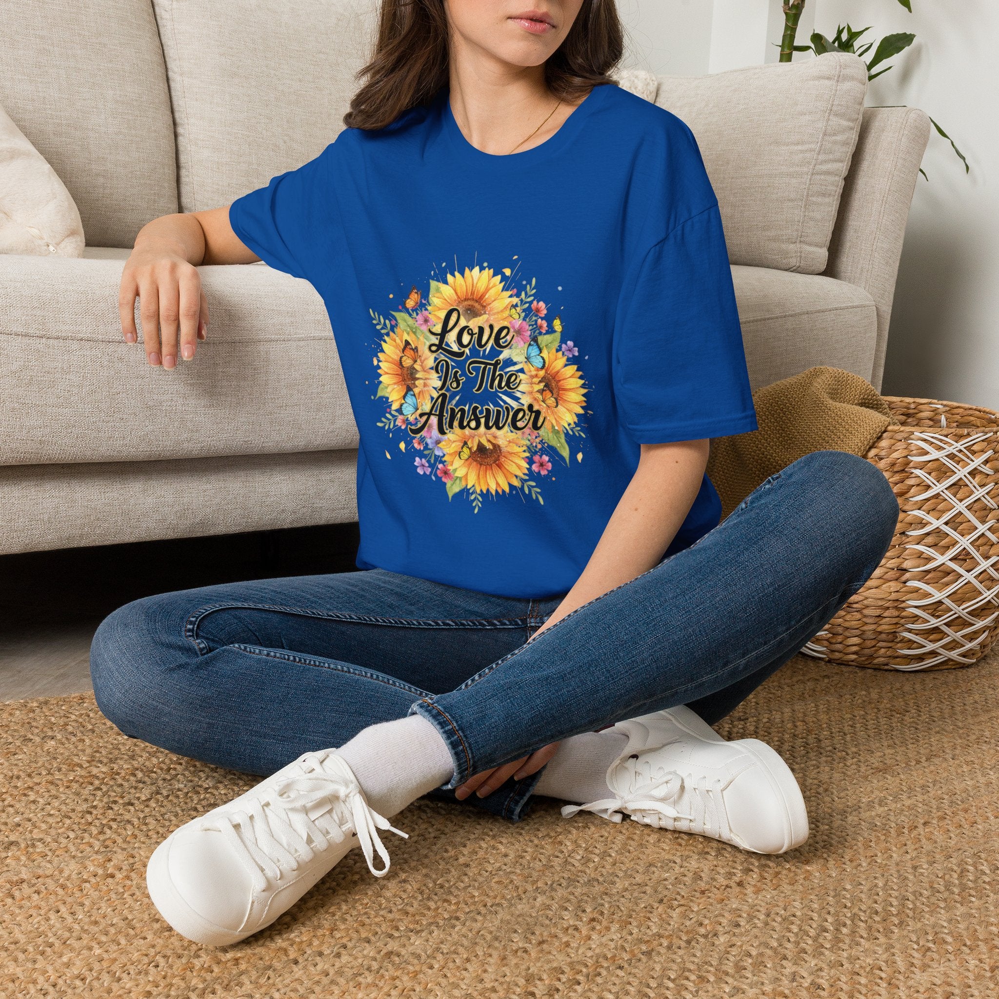 Women's Graphic T-Shirt — Sunflower & Butterfly Print