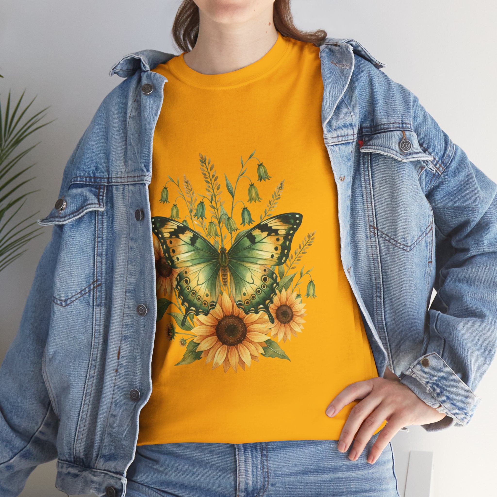 Butterfly & Sunflower Tee — Women's Nature Floral Graphic T-Shirt