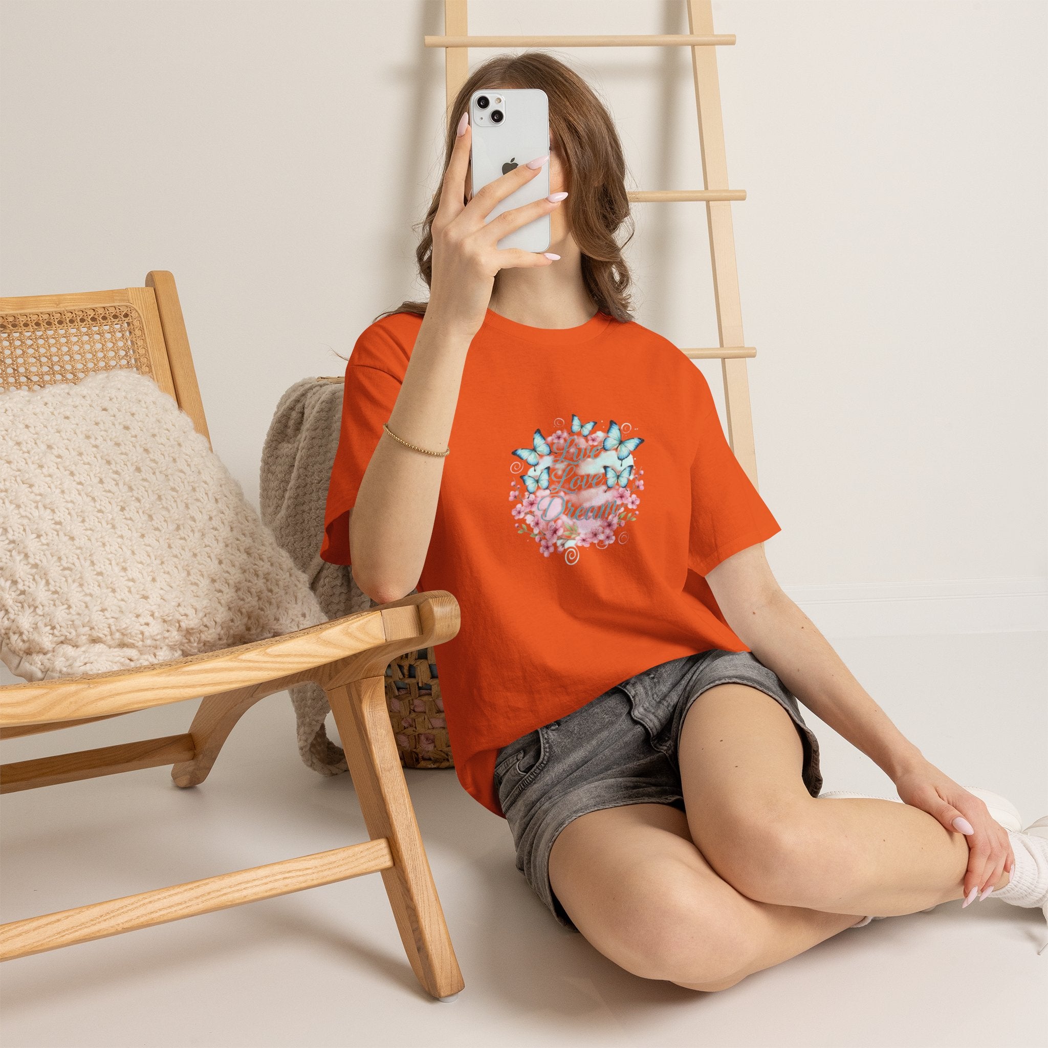 Live Love Dream Tee — Women's Floral Butterfly Graphic T-Shirt